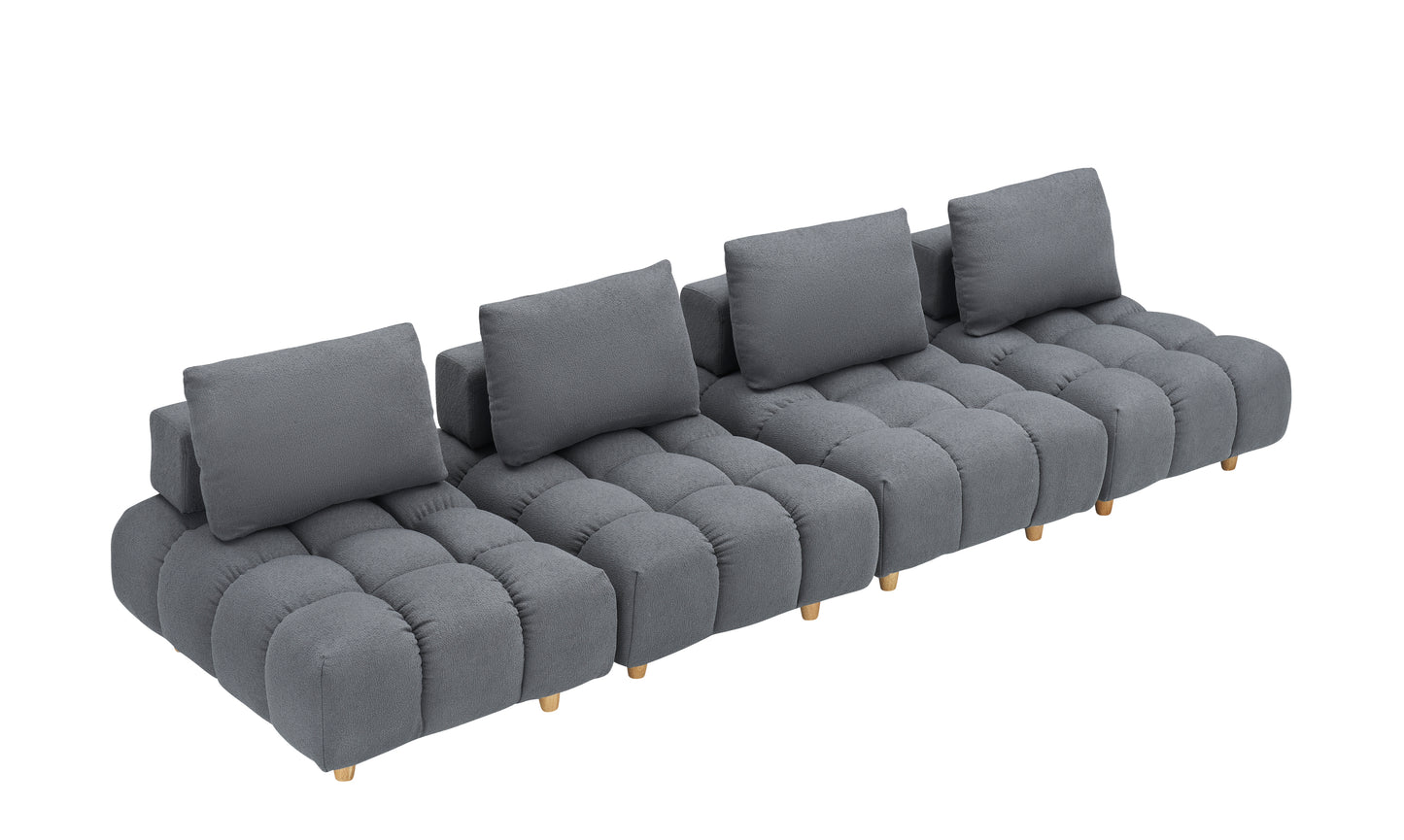 120 inches long, Teddy Sofa Fabric, with spacious and comfortable seats, for Apartment Office Living Room -Gray