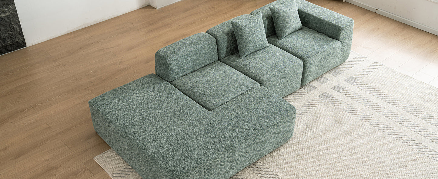 116.5" Sectional Sofa Full-compressed Sofa Couch Free-combined Sofa for Living Room, Green