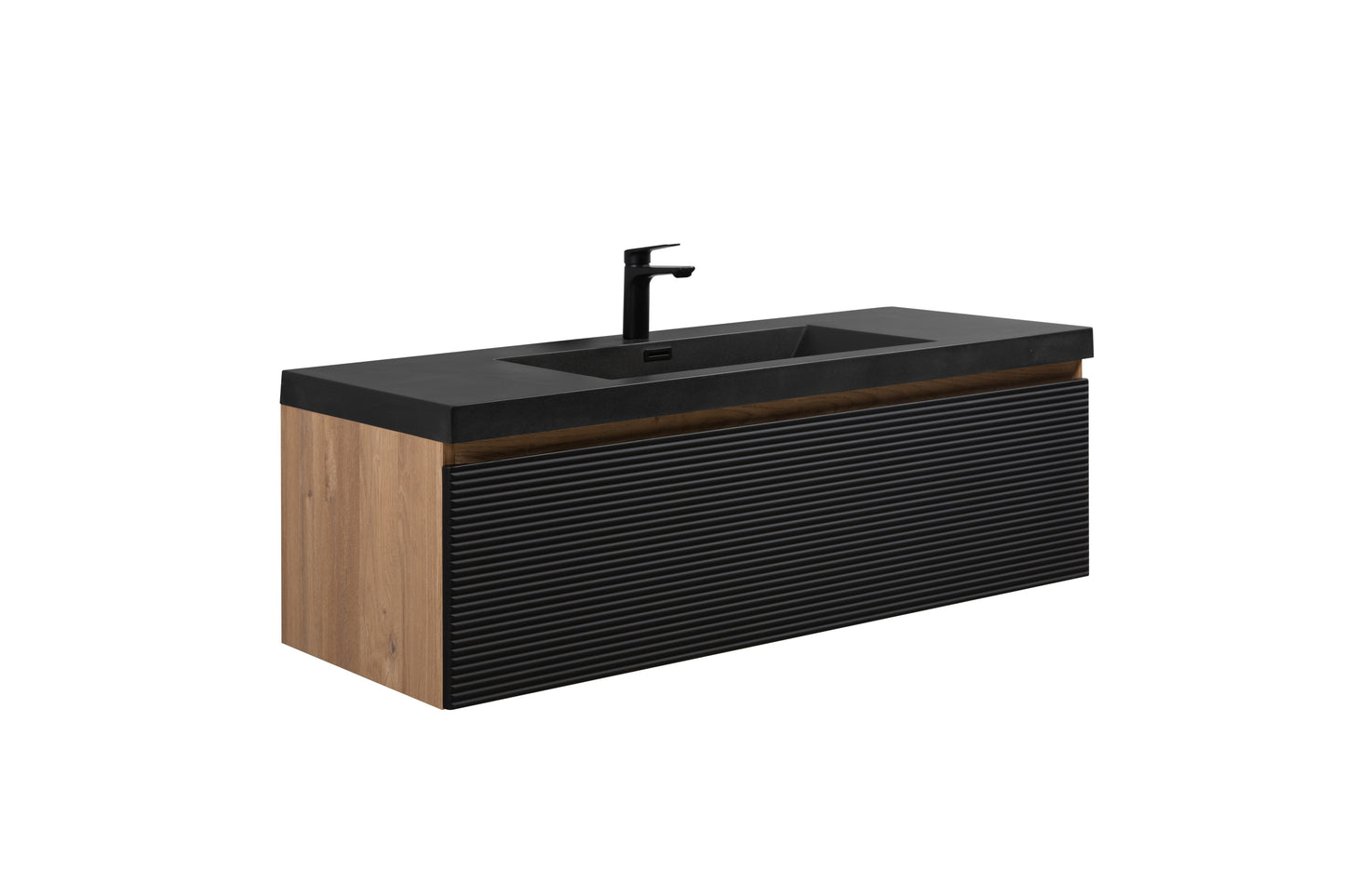 48" Floating Bathroom Vanity with Sink, Modern Wall-Mounted Bathroom Storage Vanity Cabinet with Countertop and Soft Close Drawers, Ink Black CRUIS-48