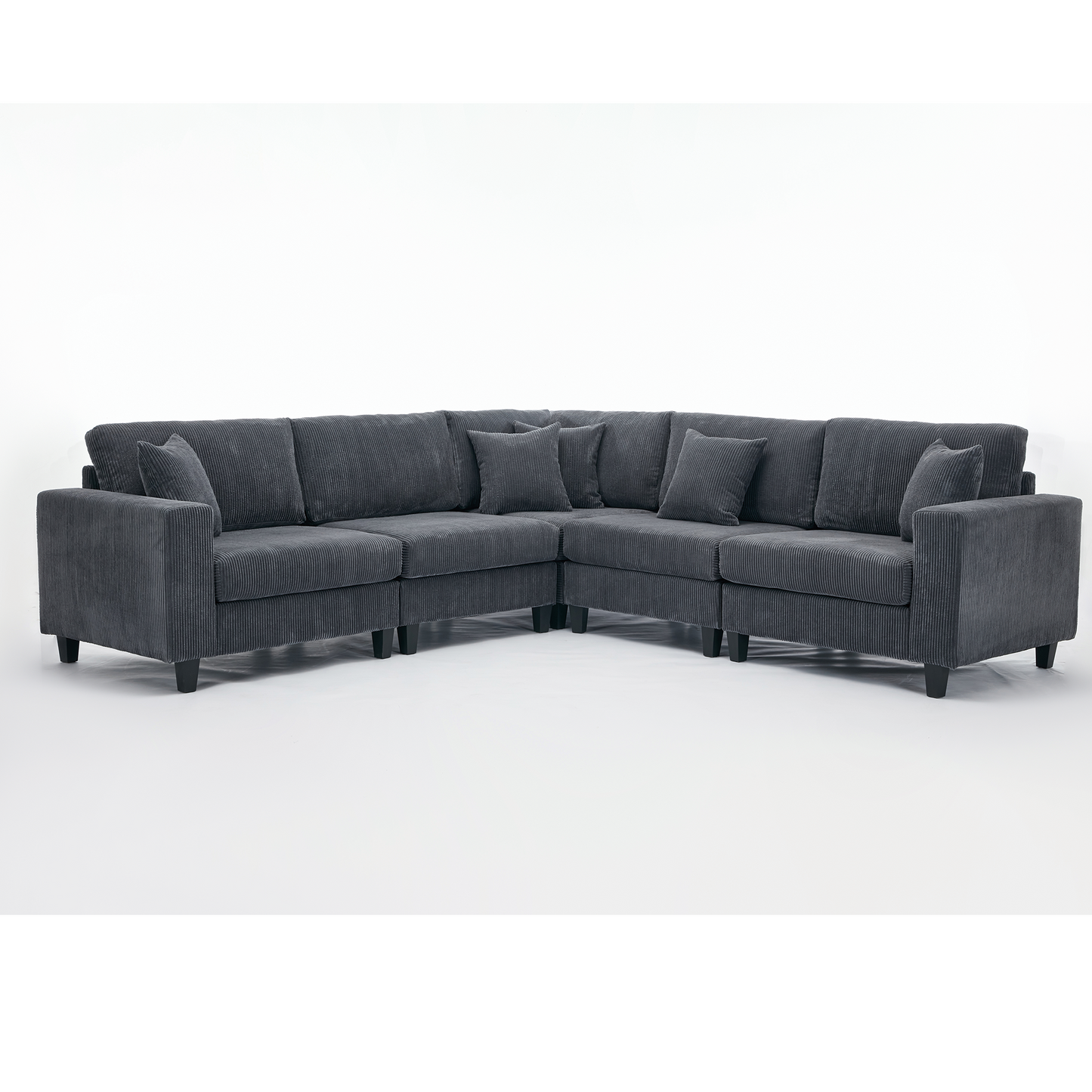 [NEW PACKAGING UPGRADE]Oversized Modular Sectional Sofa Set, L Shaped Couch,Corduroy ,Upholstered,Deep Seat,,5 Seat,5 Throw pillow and 6 back cushion,Living Room, Apartment , Gray