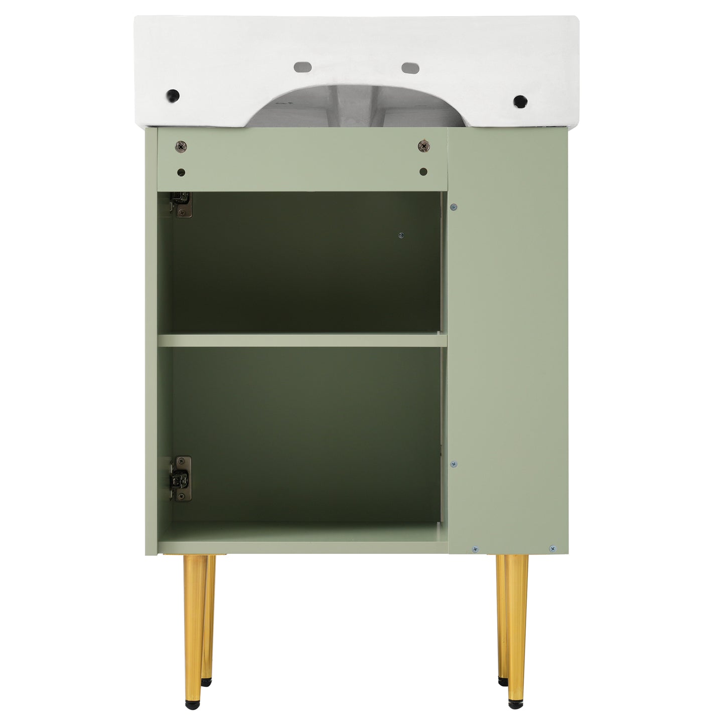 21.6" Green Bathroom vanity, Combo Cabinet, Bathroom Storage Cabinet, Single Ceramic Sink, Left side storage