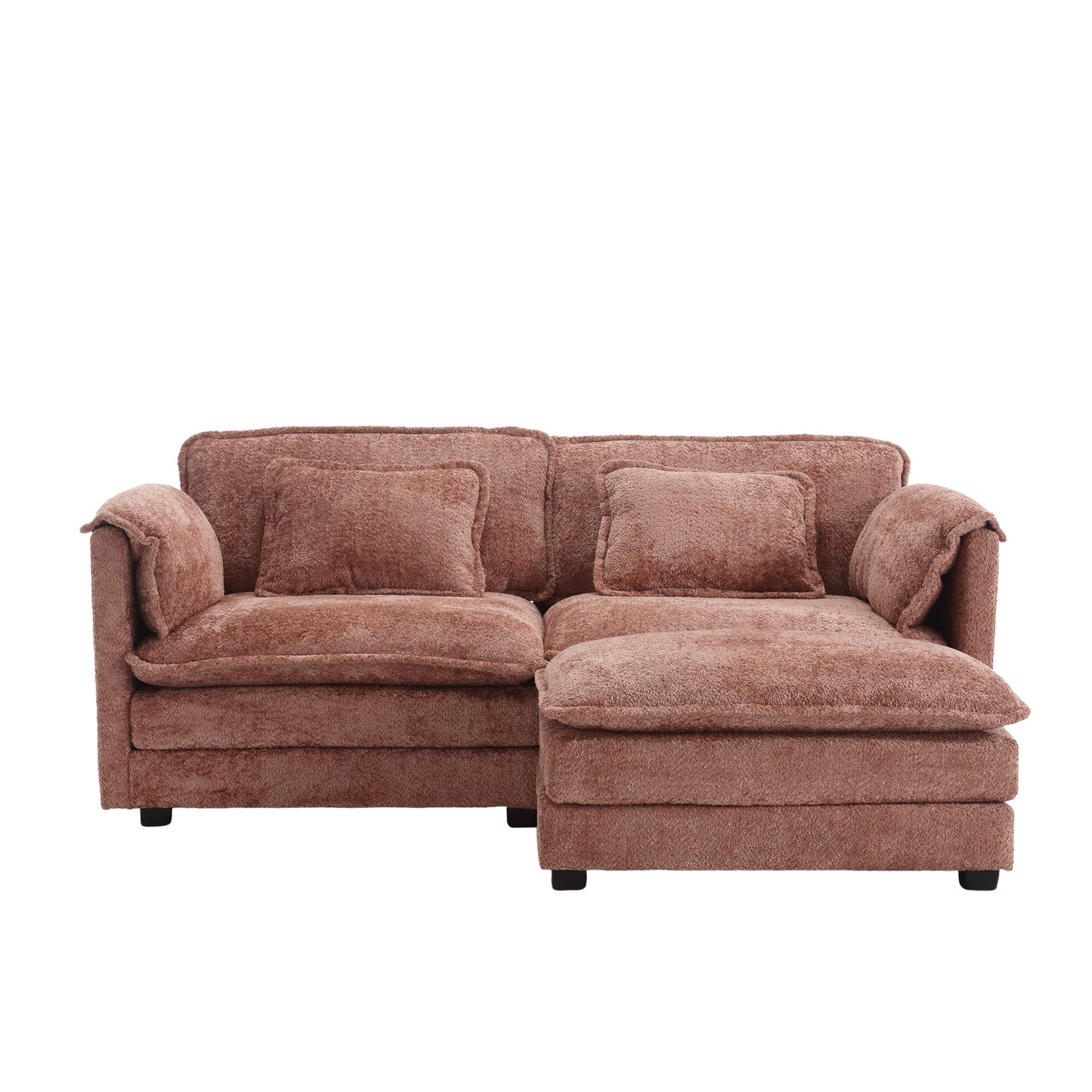 UNITED WE WIN Chenille fabric, removable armrests with side pockets, high density sponge filling, oversized double sofa with footstool