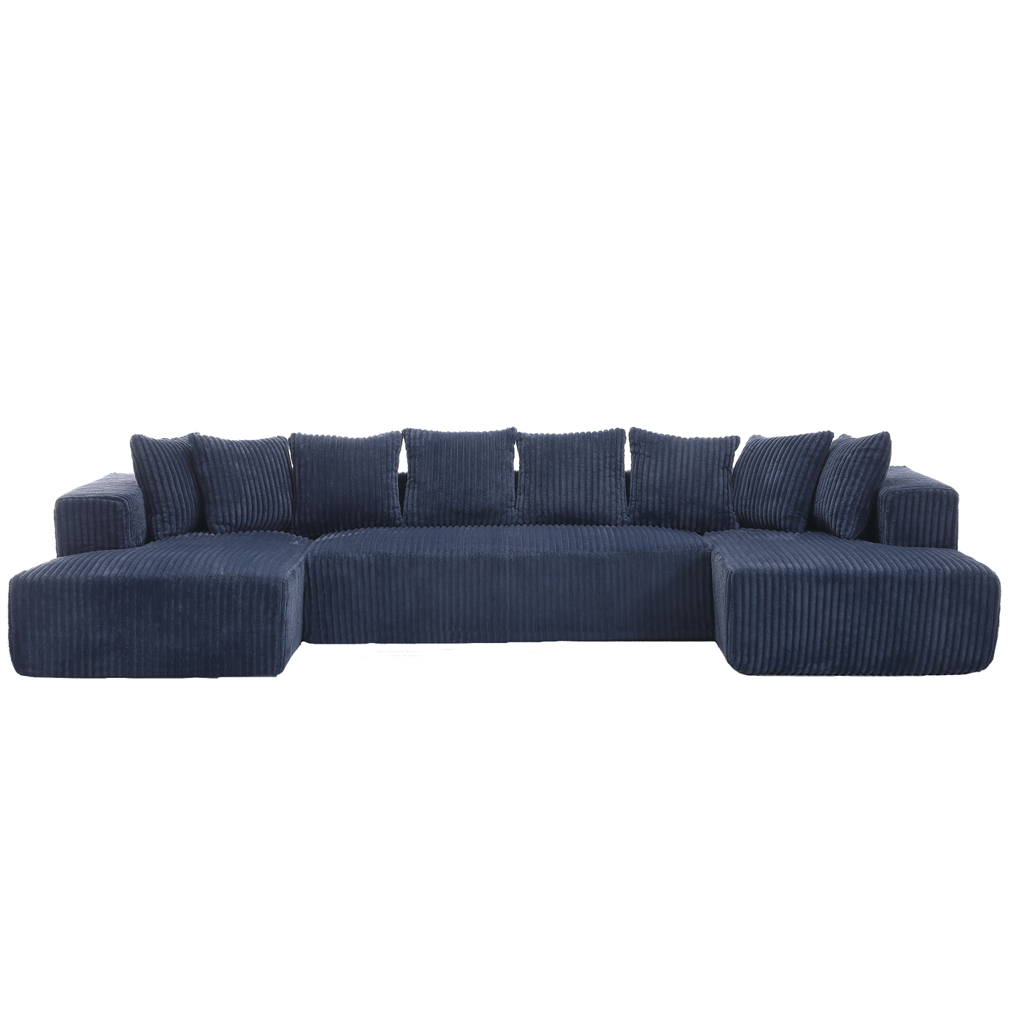 [VIDEO PROVIDED]131'' Modular Sectional Couch, U-shaped sofa , Chaise Lounge, Striped fabric,Upholstered 4 Seater Couch for Living Room, Bedroom, Free Combination Sofa (Corduroy), Blue