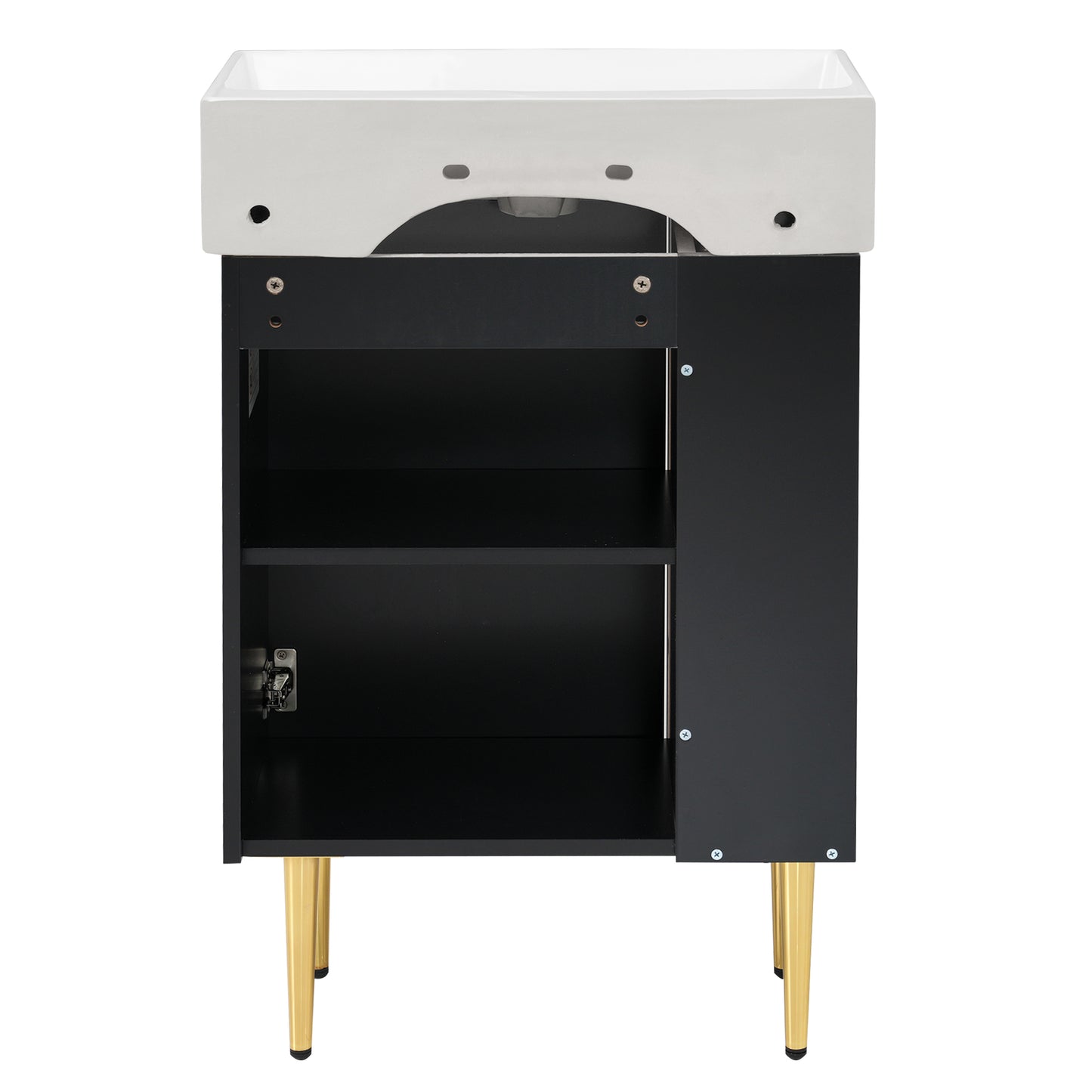 21.6" Black Bathroom vanity, Combo Cabinet, Bathroom Storage Cabinet, Single Ceramic Sink, Left side storage