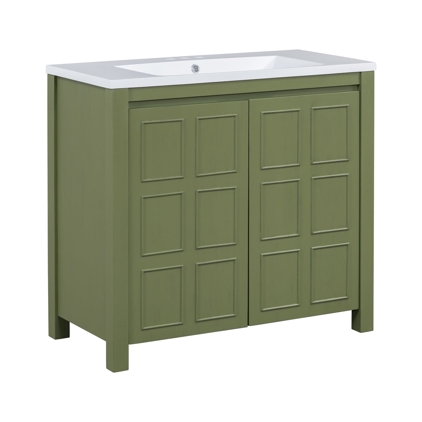 36" Bathroom Vanity Organizer with Sink, Combo Cabinet Set, Bathroom Storage Cabinet, Olive Green