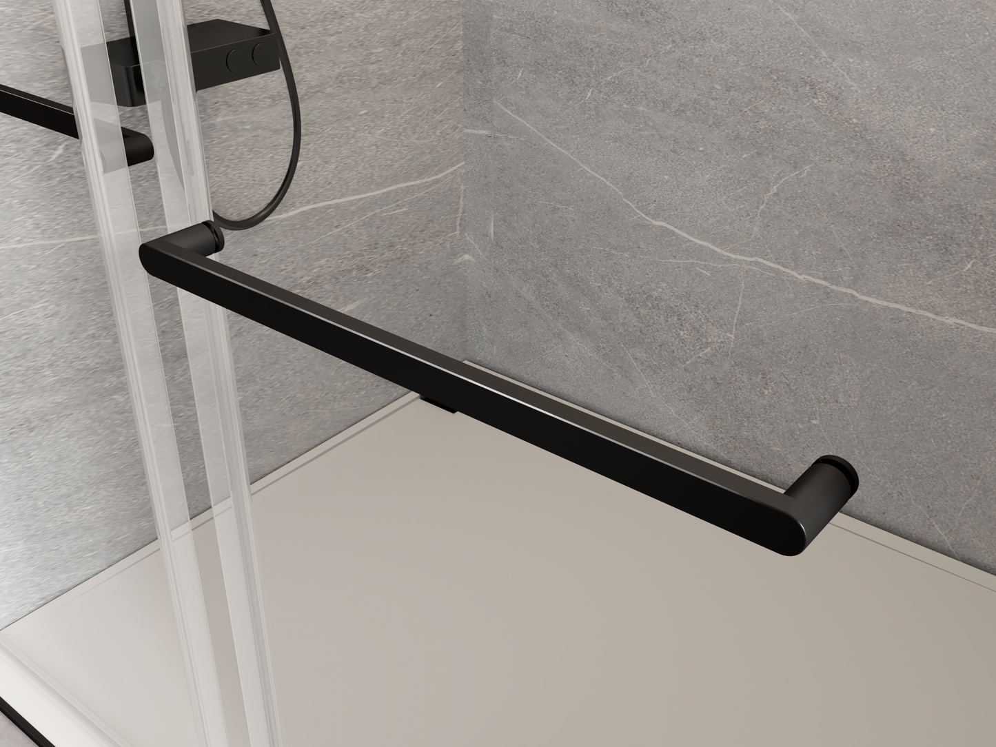 56 to 60 in. W x 76 in. H Double Sliding Frameless Soft-Close Shower Door with Premium 3/8 Inch (10mm) Thick Tampered Glass and Easy-cleaning Coating, Stainless Steel in Matte Black 22D02-60MB