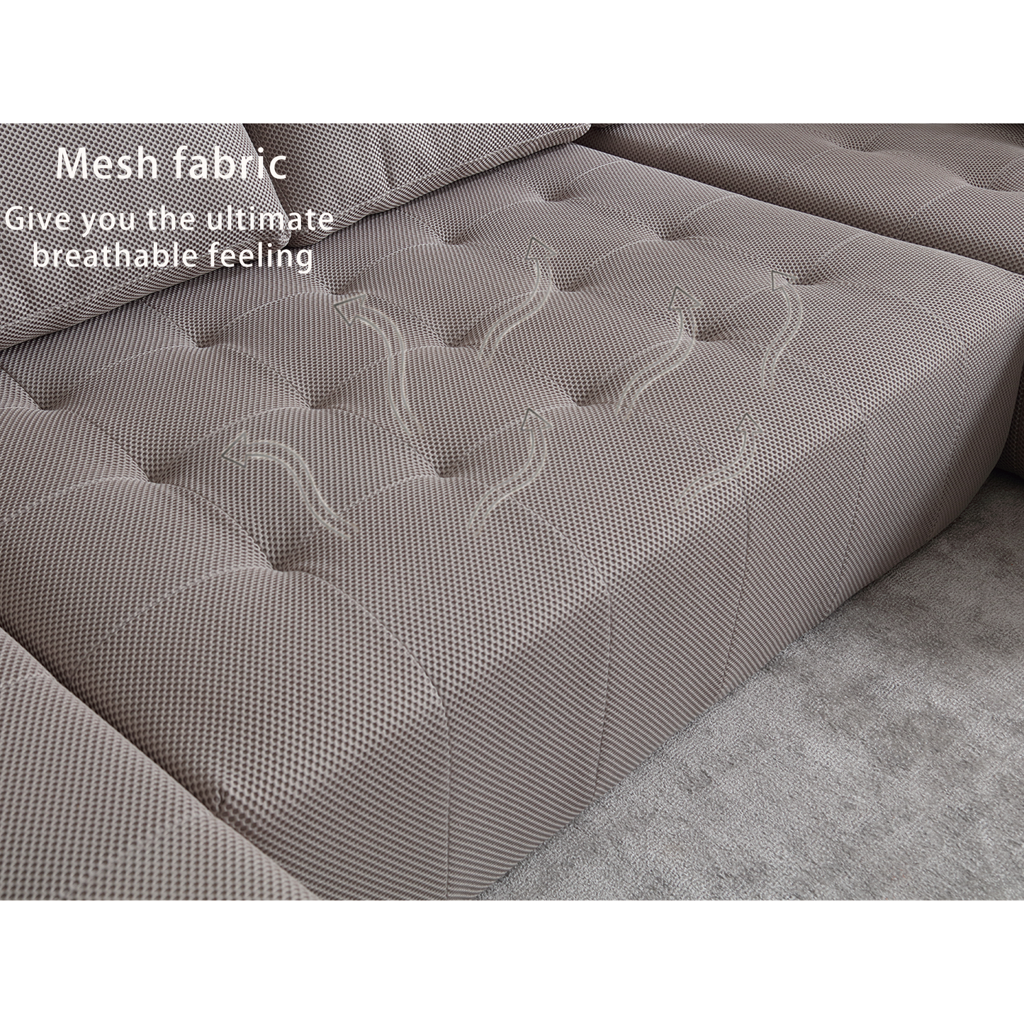 [NEW ARRIVED] [VIDEO PROVIDED]138.5 "Modular Combination Sofa, U-shaped Sofa, Living Room, Apartment, Upholstered ,6-seat Sofa, Free Combination Sofa (Mesh Fabric), Breathable Fabric, Gray