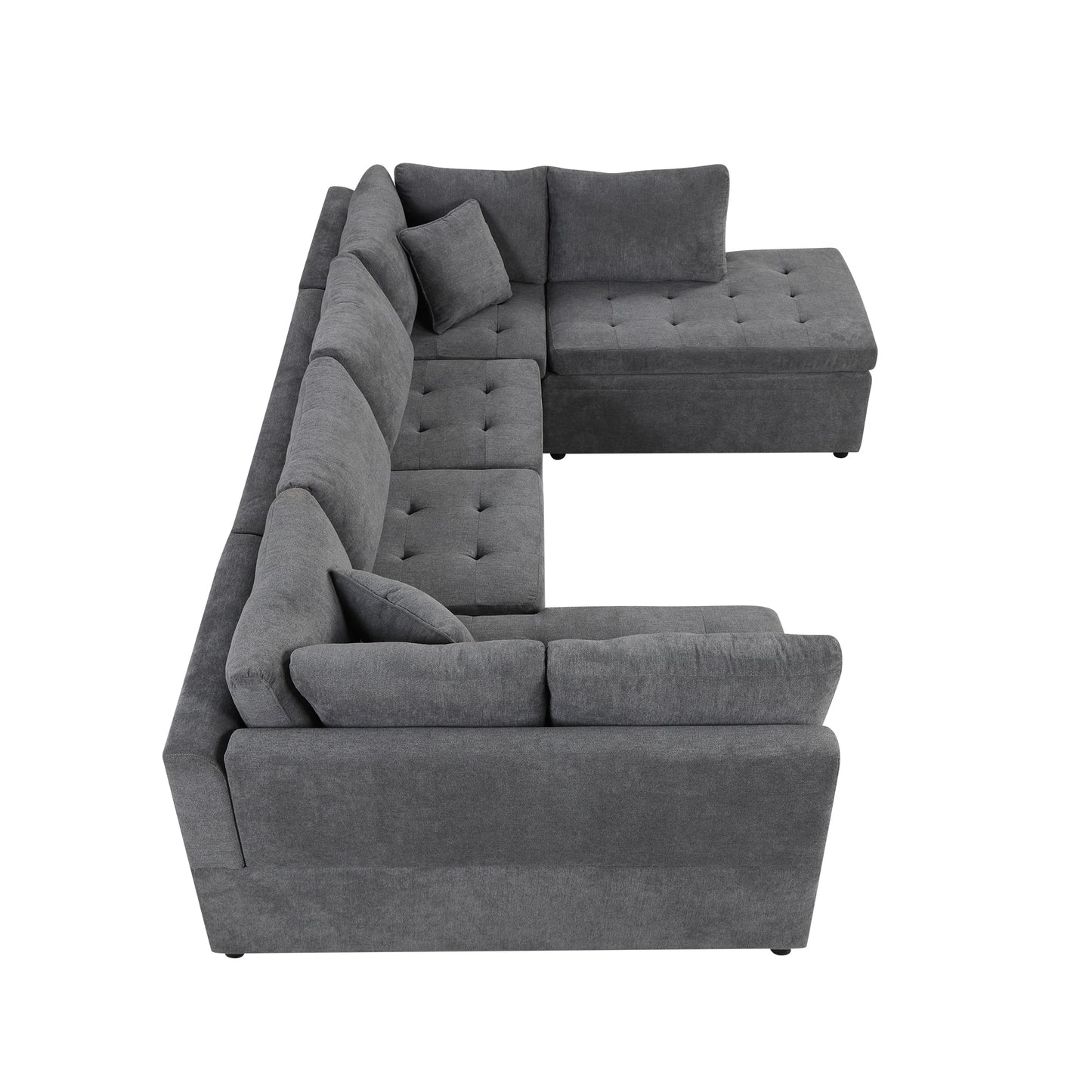 117.3" Oversized Sectional Sofa U- shaped Sofa Couch Pull-out Sofa Bed with Two Throw Pillows for Living Room, Gray