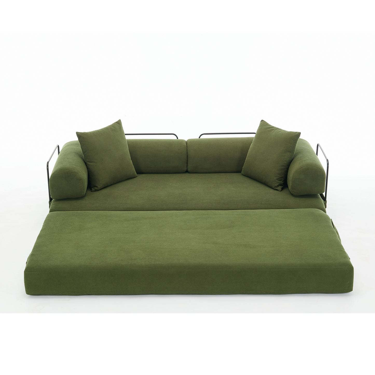 [NEW ARRIVED] [VIDEO PROVIDED] 78.5" Folding Convertible Out Sleeper Sofa Bed,4-in-1 DIY Combination Convertible  Sofa, 3 seat, Folding Sleeper Sofa, King Size , Bedroom,Apartment,Corduroy,Green