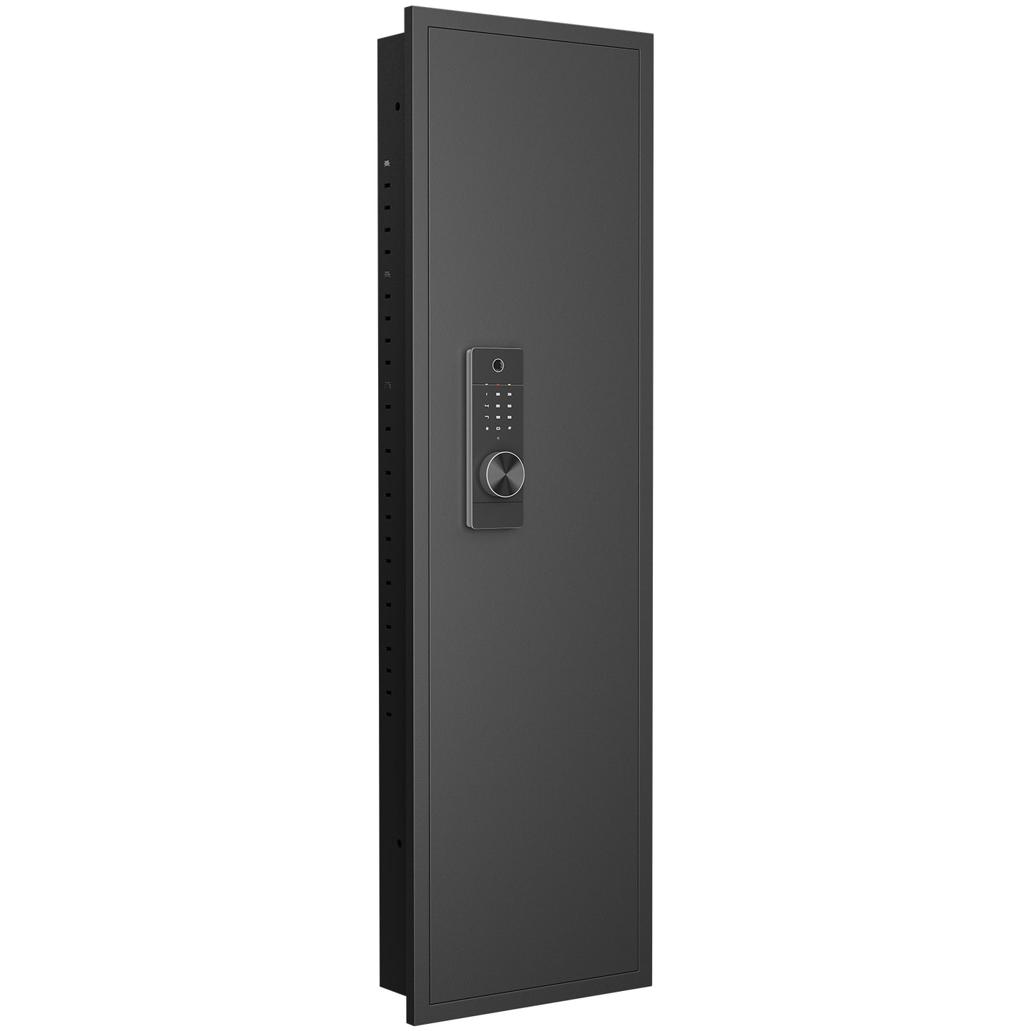 53" Fingerprint Touch Panel In-Wall Safe,Hidden Wall Gun Safe for Rifles with Adjustable Shelves,Assembled Storage Multifunctional Wall Safe for Firearm and Valuables (Black-Fingerprint)