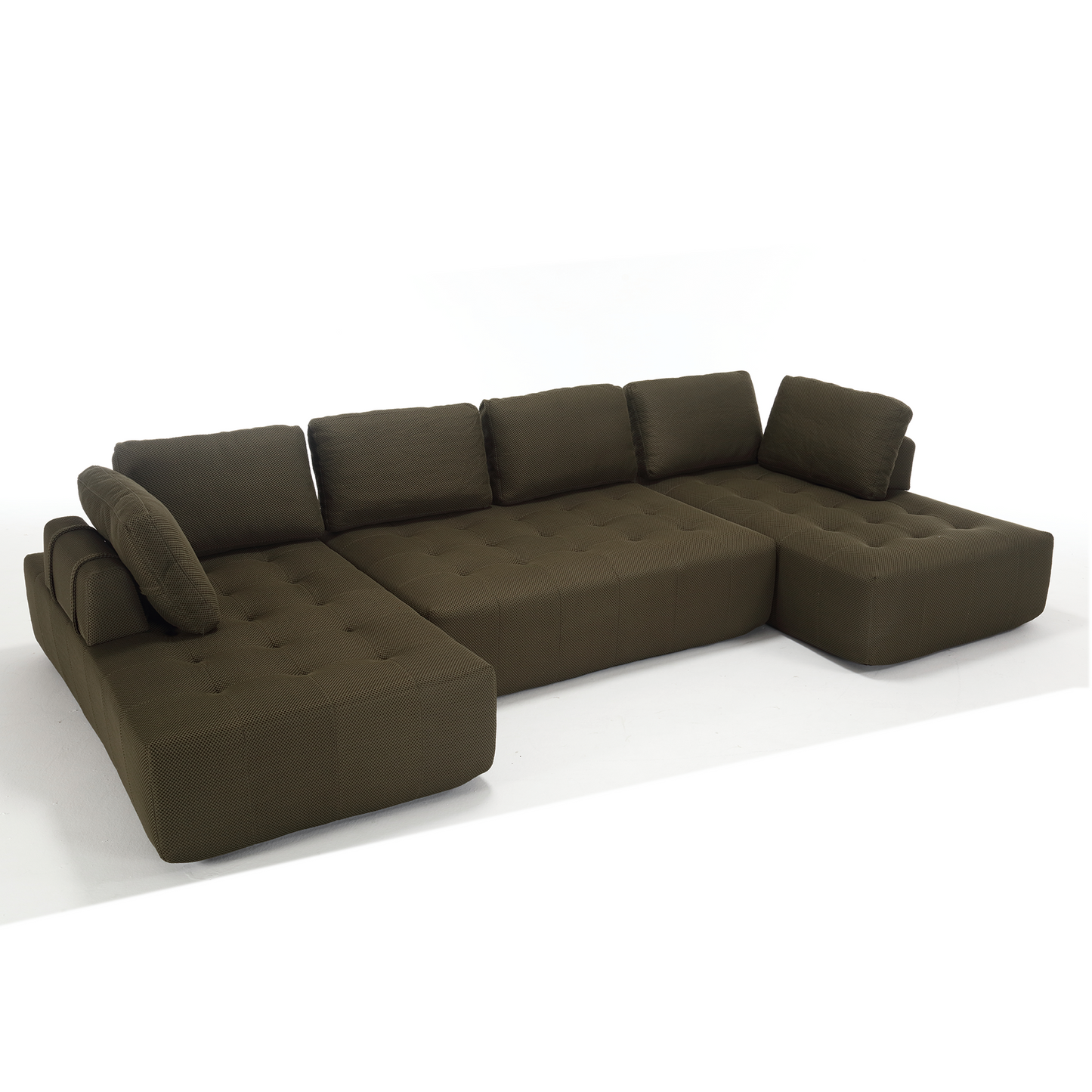 [NEW ARRIVED] [VIDEO PROVIDED]138.5 "Modular Combination Sofa, U-shaped Sofa, Living Room, Apartment, Upholstered ,6-seat Sofa, Free Combination Sofa (Mesh Fabric), Breathable Fabric,Green