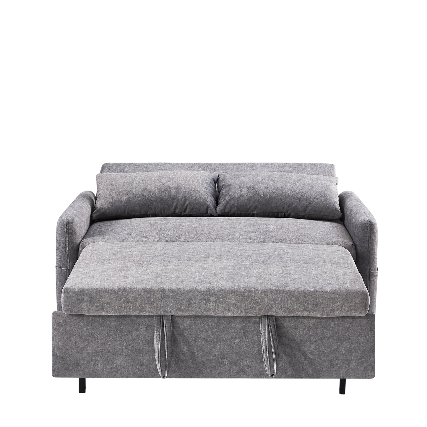 55.1" Pull Out Sleep Sofa Bed Loveseats Sofa Couch with Adjsutable Backrest, Storage Pockets, 2 Soft Pillows, USB Ports for Living Room, Bedroom, Apartment, Office,Grey (Old SKU:WF315689AAE)