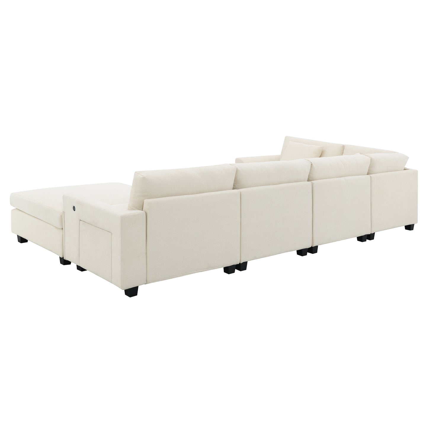 [New+Video]128*67" U Shaped Sectional Sofa,6 Seat Chenille Couch Set with Oversized Ottoman,Hidden Armrest Storage and Cup Holders,USB Charging Ports,Wide Seat Sofa for Living Room,Apartment,2 Colors