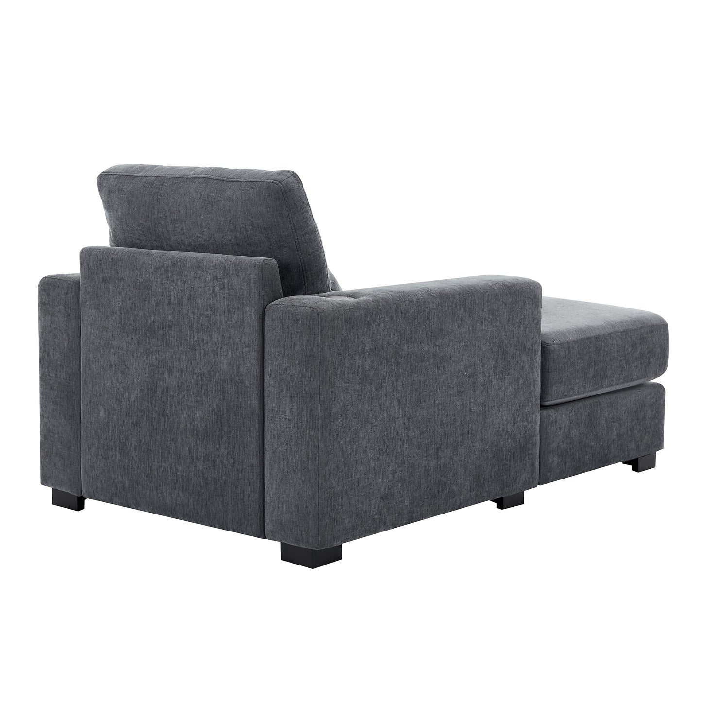 39.7" Oversized Chaise Lounger Modern Style Sofa Couch ,with Pillows, Charge Station & Cup Holders, Chenille Fabric, Blue Gray