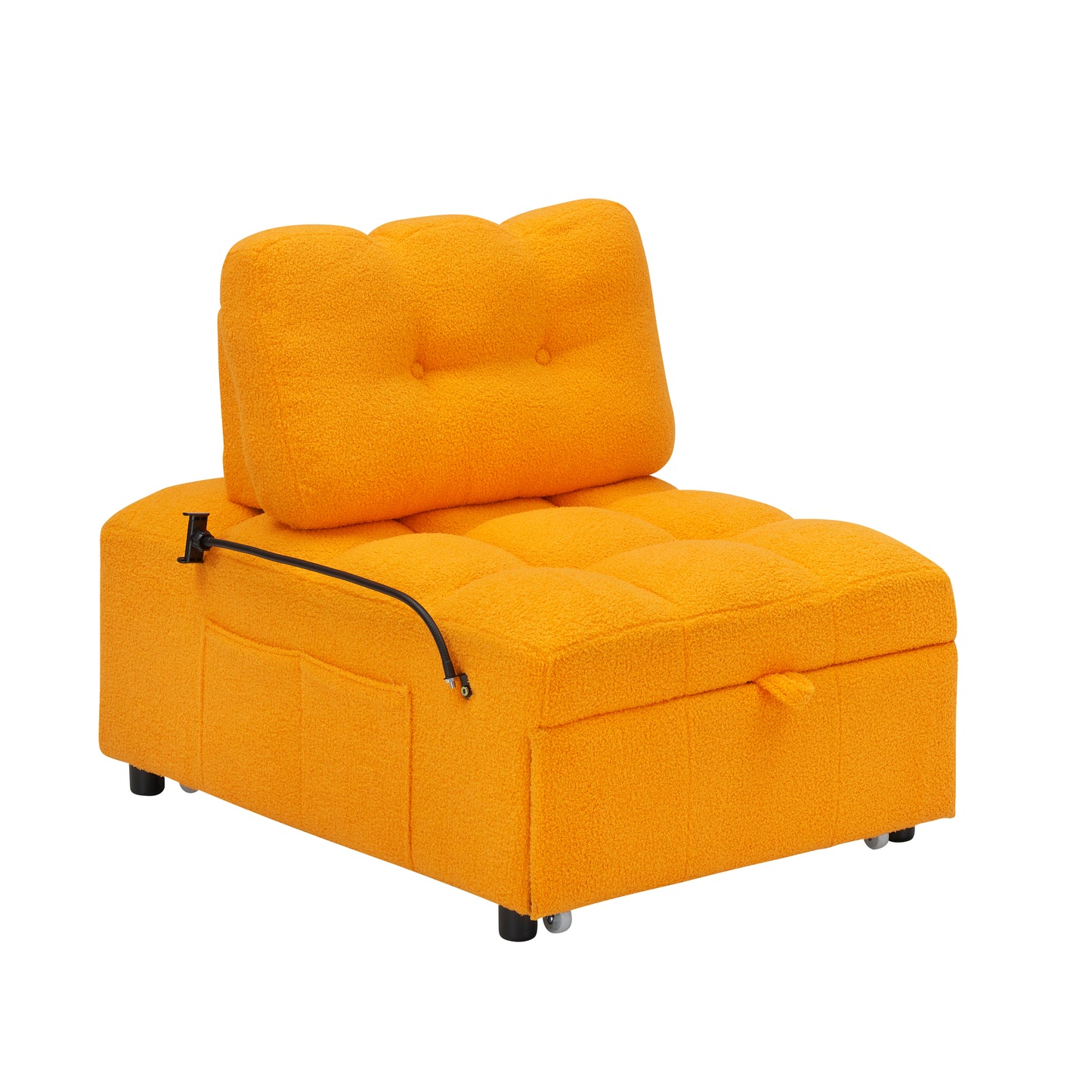 40.20 inches long, Teddy Sofa Fabric,a convertible sofa-cum-bed, for Apartment Office Living Room - Orange