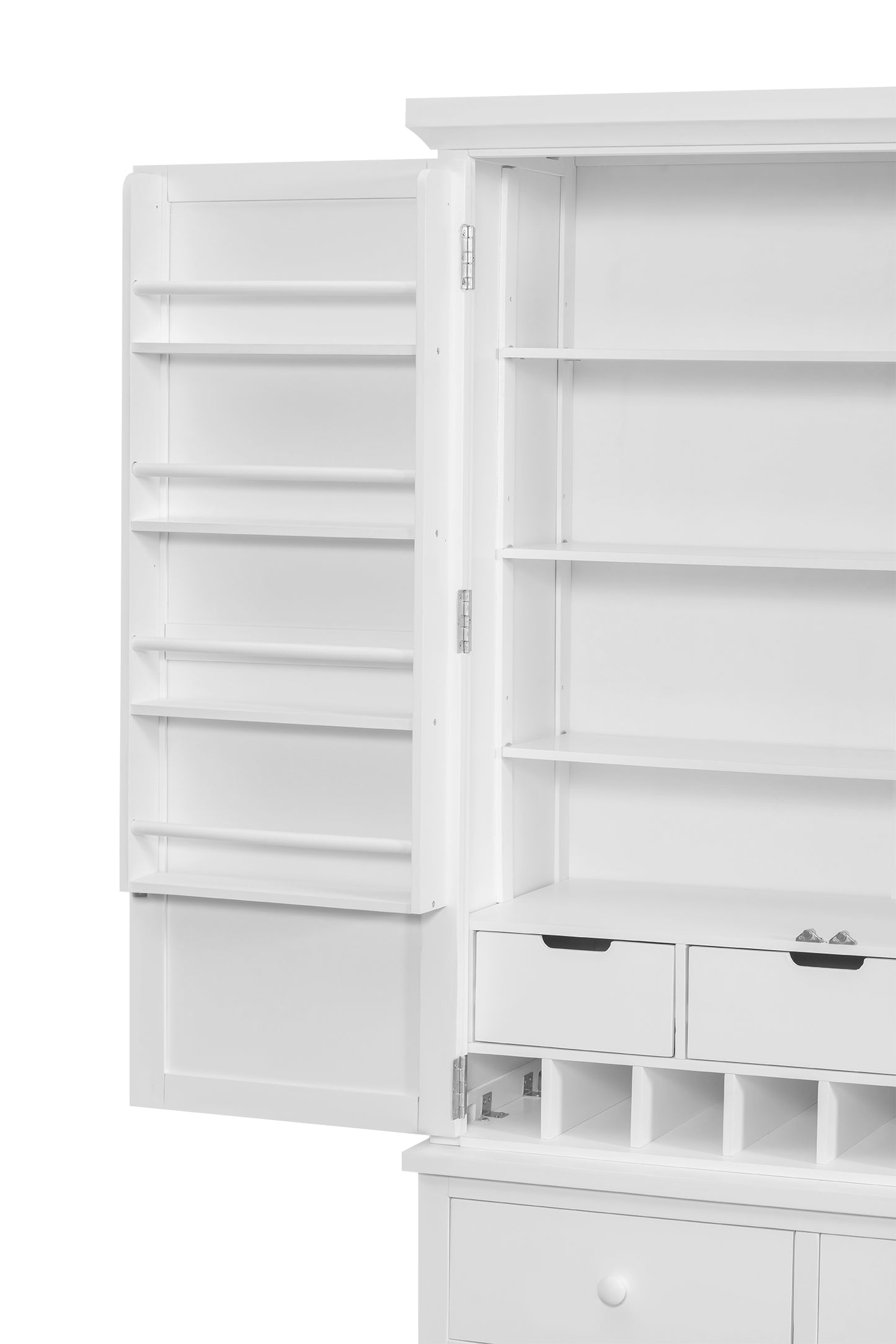 [Assembly&Show Video Available] TOPMAX Freestanding Large Kitchen Pantry Wooden Kitchen Storage Cabinet Cupboard with 8 Door Shelves,3 Adjustable Shelves,7 Drawers& 8 Wine Racks, White