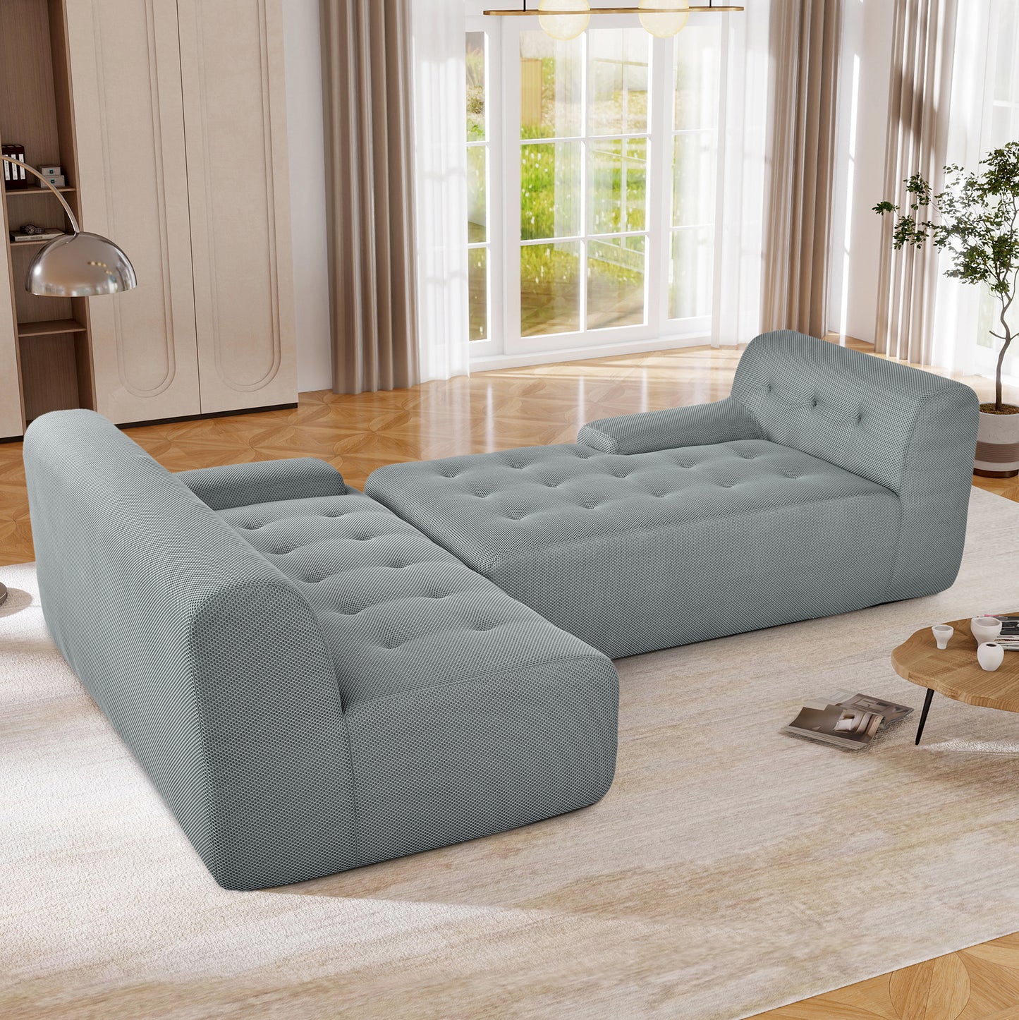 U_Style Modern Large L-Shaped Modular Sofa, Minimalist Style, 2-Piece Set with Free Combinations, Suitable for Living Rooms, Apartments, and Lounges