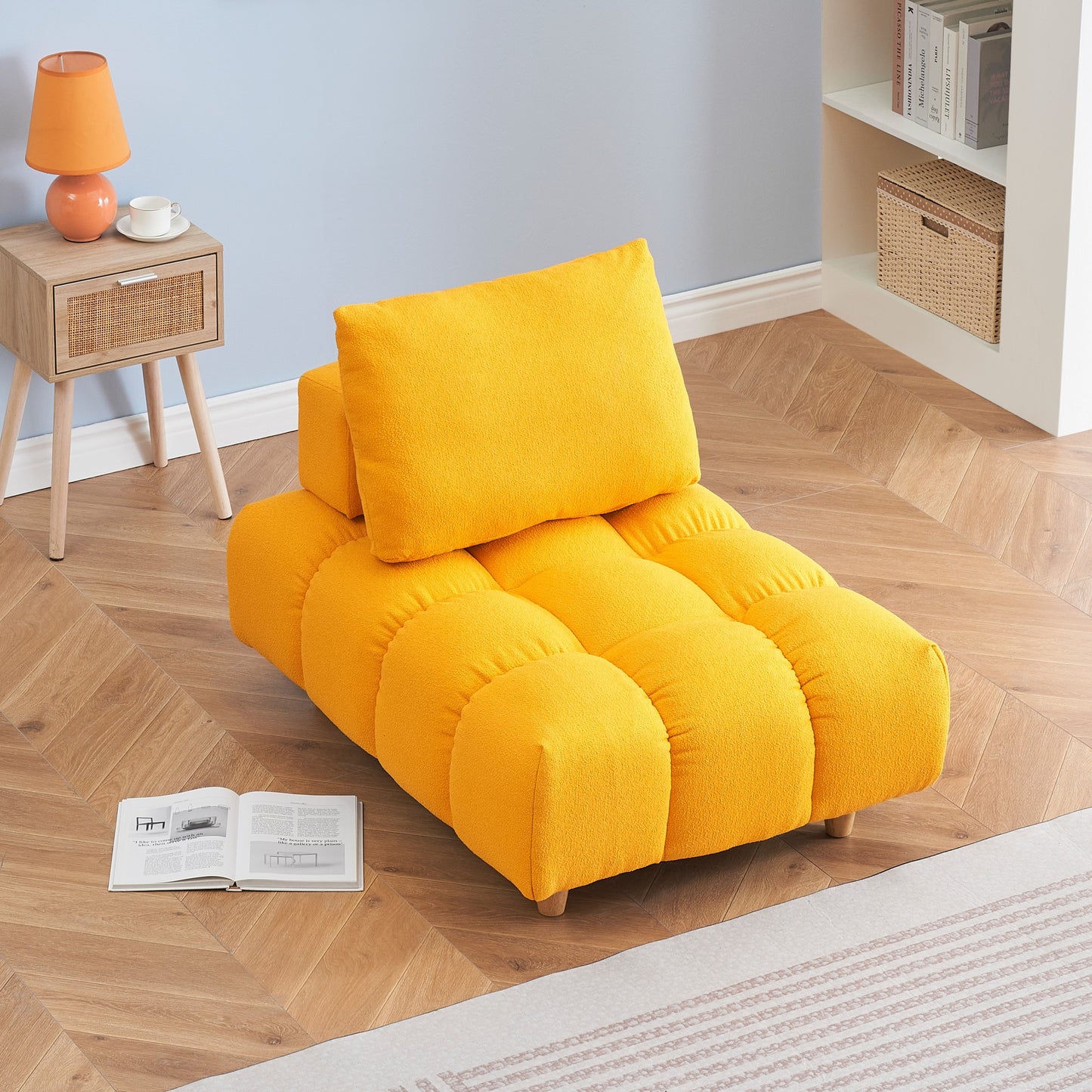 30 inches long, Teddy Sofa Fabric, with spacious and comfortable seat, for Apartment Office Living Room -Yellow