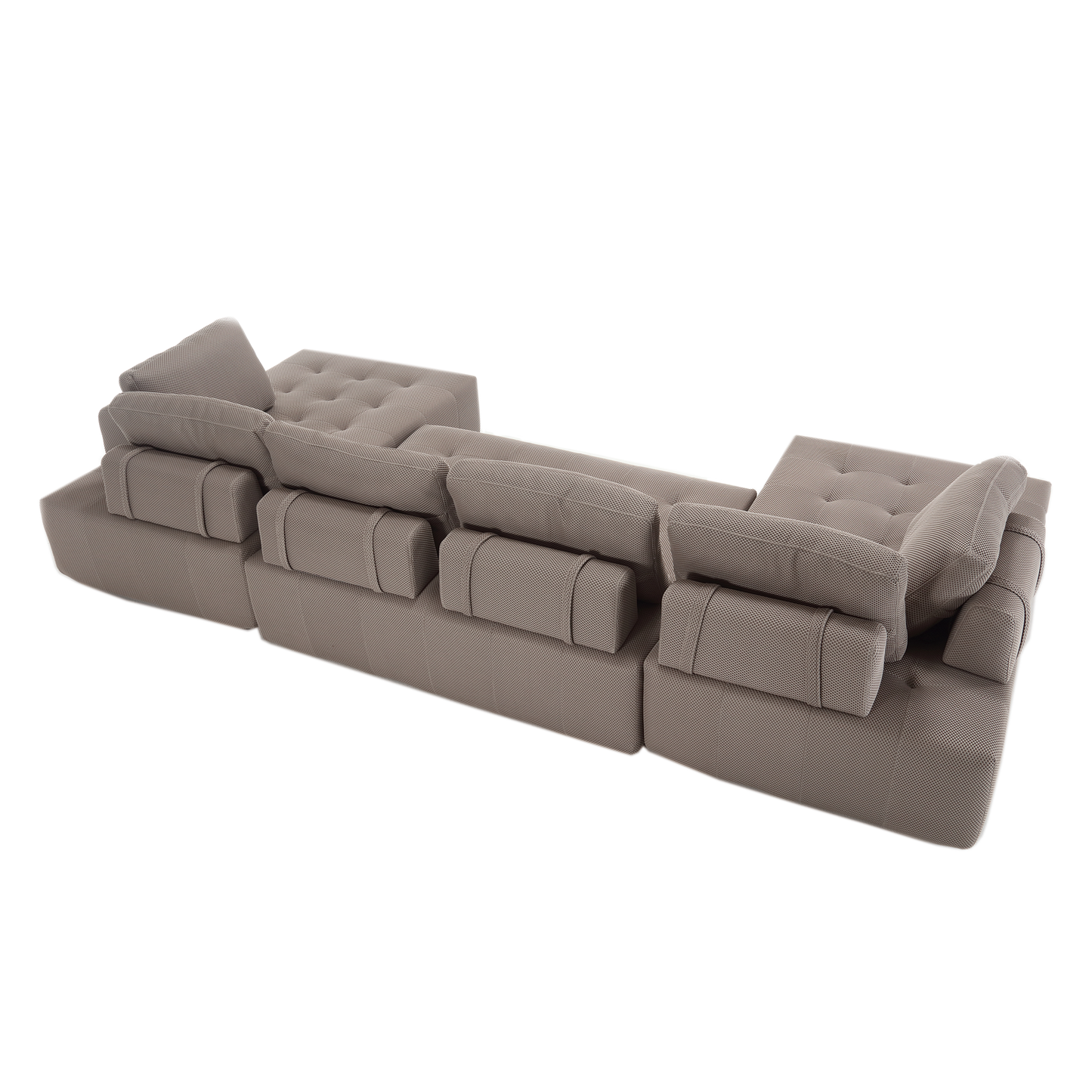 [NEW ARRIVED] [VIDEO PROVIDED]138.5 "Modular Combination Sofa, U-shaped Sofa, Living Room, Apartment, Upholstered ,6-seat Sofa, Free Combination Sofa (Mesh Fabric), Breathable Fabric, Gray