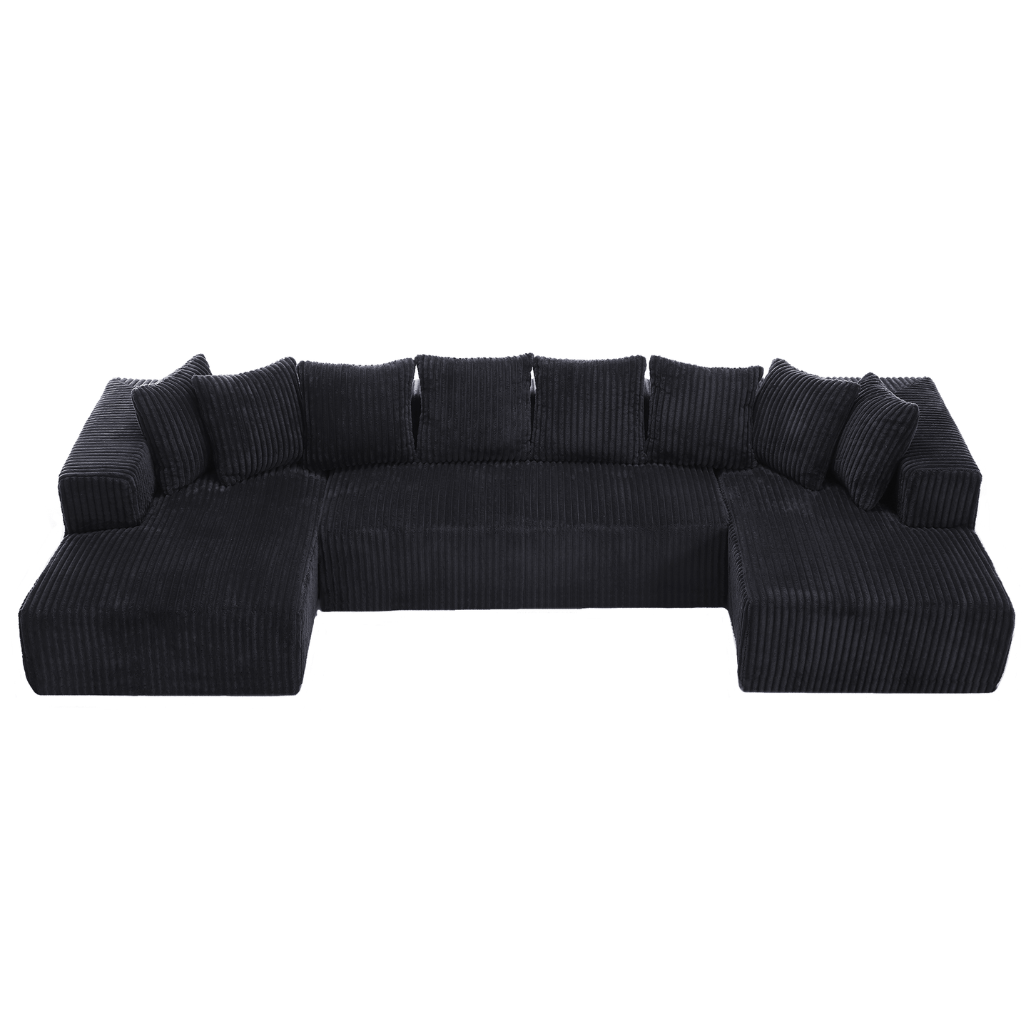 [NEW ARRIVED] [VIDEO PROVIDED]131'' Modular Sectional Couch, U-shaped sofa , Chaise Lounge, Striped fabric,Upholstered 4 Seater Couch for Living Room, Bedroom, Free Combination Sofa (Corduroy),Black