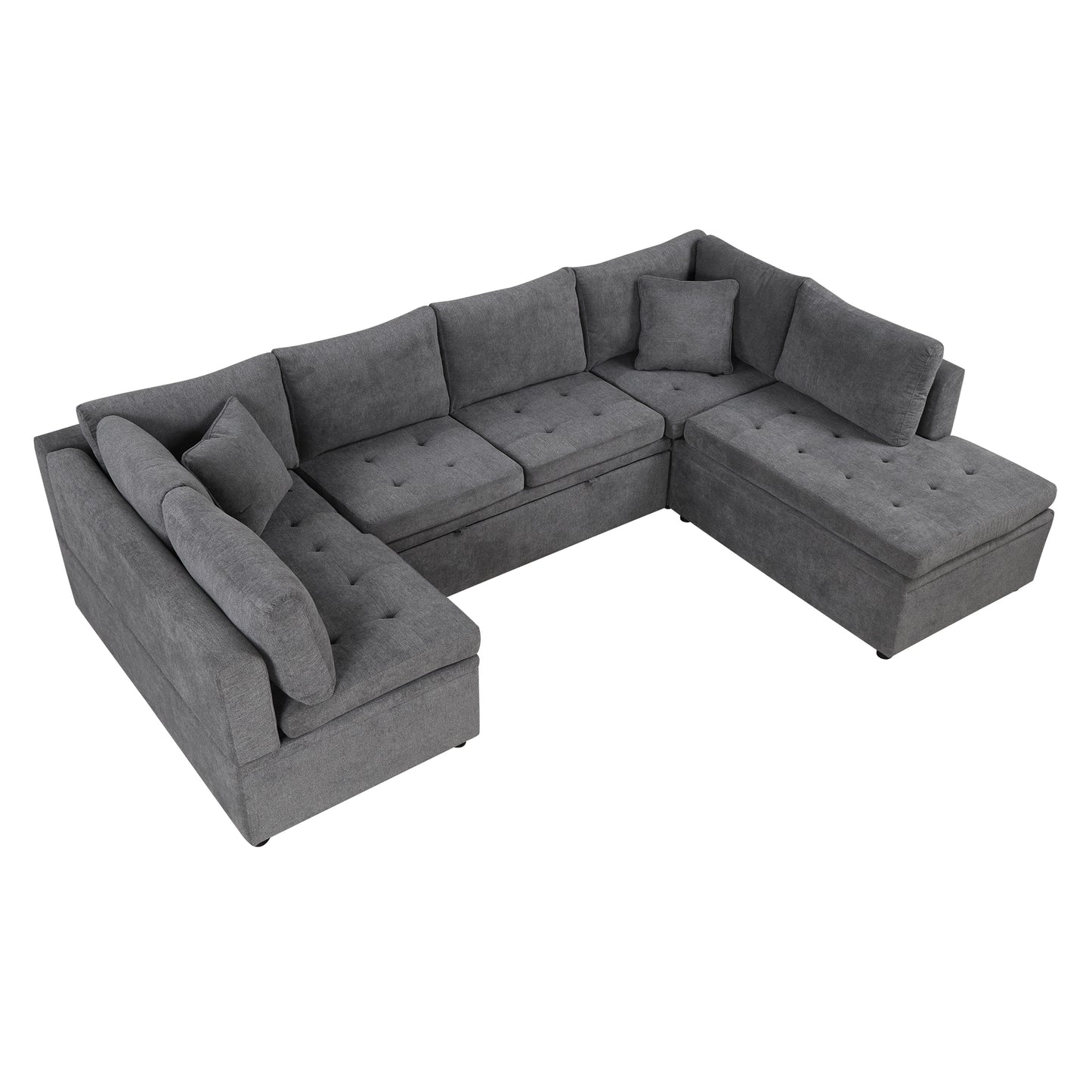 117.3" Oversized Sectional Sofa U- shaped Sofa Couch Pull-out Sofa Bed with Two Throw Pillows for Living Room, Gray