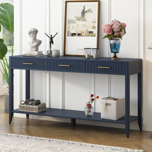 U_STYLE High-Quality Entryway Console Table with Vertical Stripe Drawers, Long Legs,Suitable for Entryway, Hallway, Living Room, Foyer, Corridor