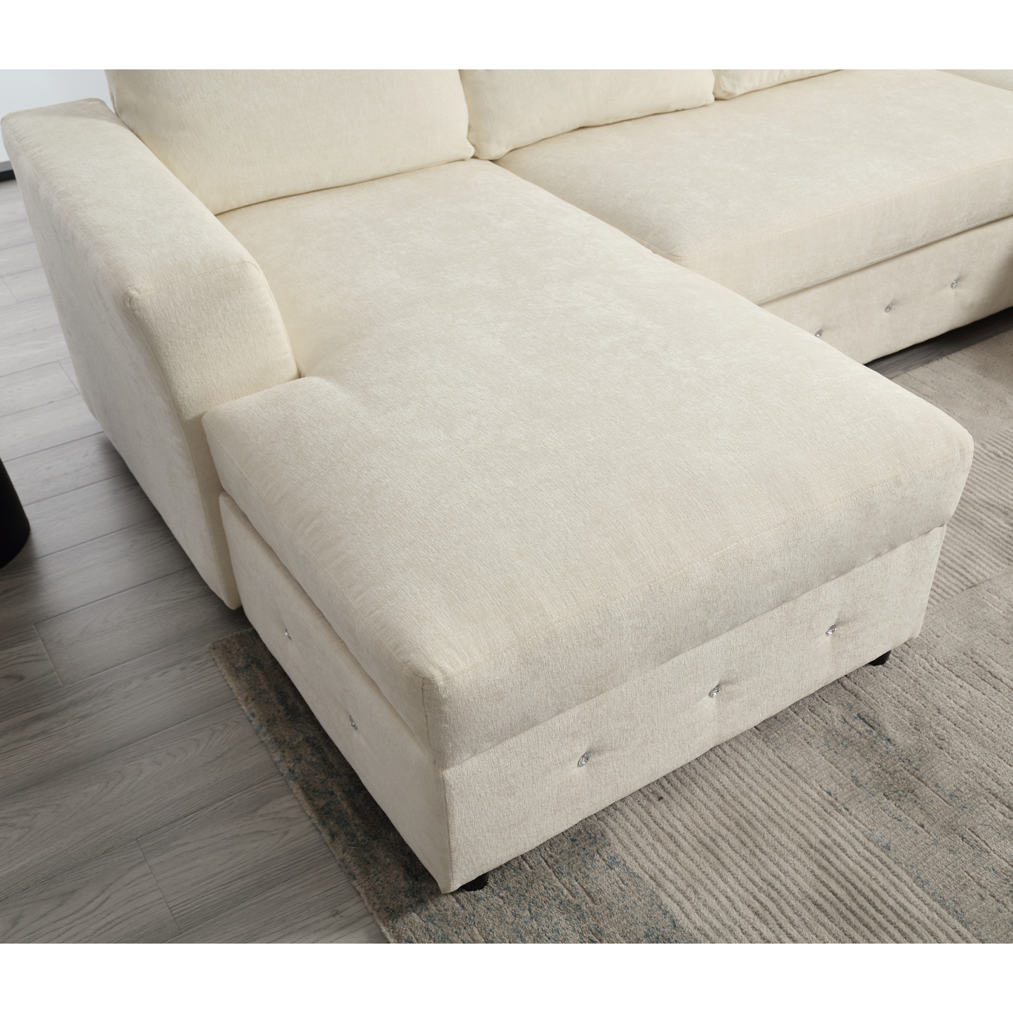 [NEW ARRIVED] [VIDEO PROVIDED]110.75" Sectional Sofa,Oversized modular sofa,Chaise Storage, Modern U Shaped  Couch , Upholstered Sofas,Chenille,Crystal button , Living Room, Apartment,  Beige