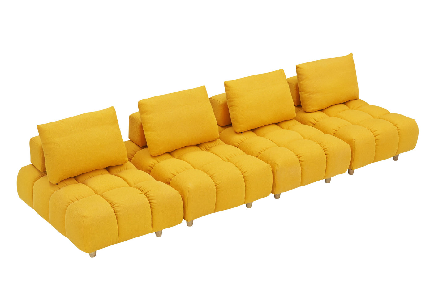 120 inches long, Teddy Sofa Fabric, with spacious and comfortable seats, for Apartment Office Living Room -Yellow