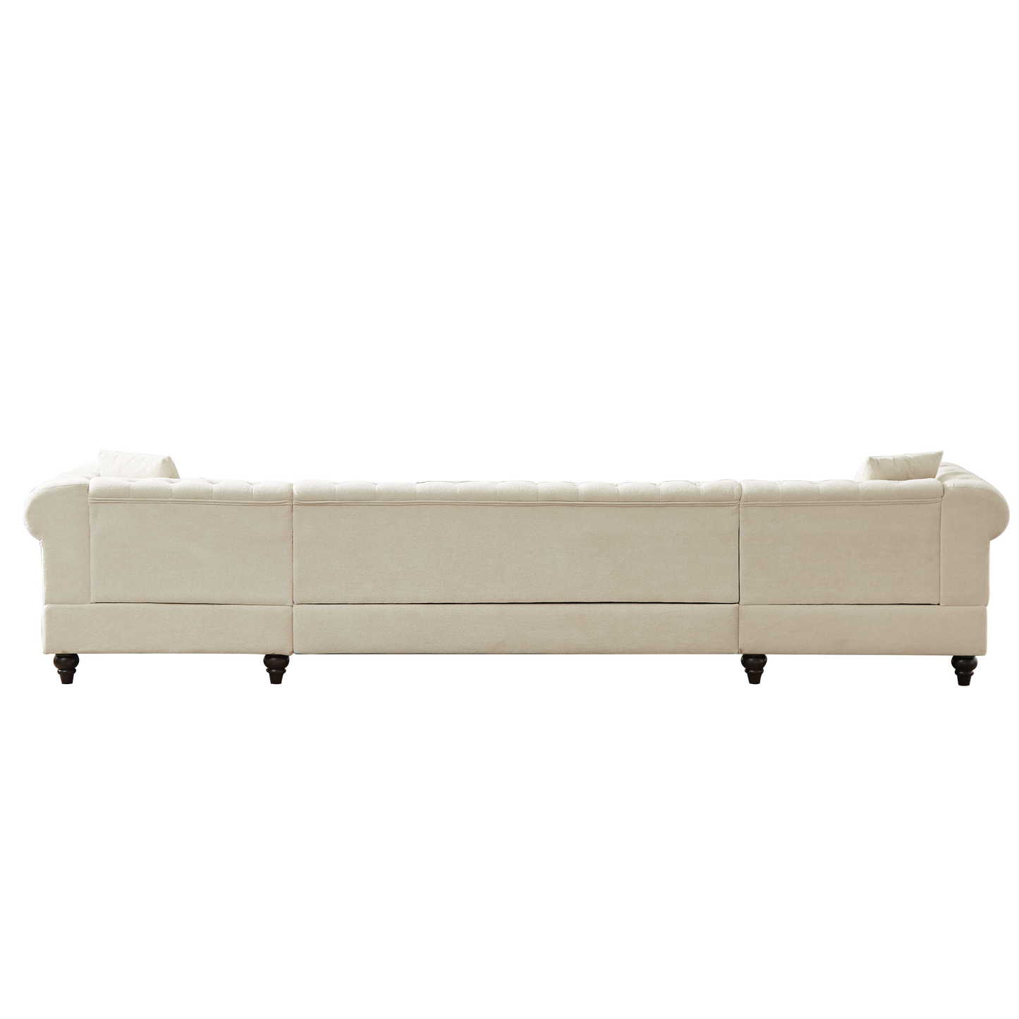 135.5-inch Modern Style Chenille Three Piece Sofa, Pull Point Design U-shaped Sofa two Chaise Longue Seats, two Pillows and Wooden feet, Suitable for Living room, Bedroom, Lounge and Projection Room