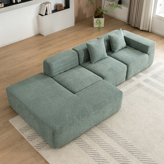 116.5" Sectional Sofa Full-compressed Sofa Couch Free-combined Sofa for Living Room, Green