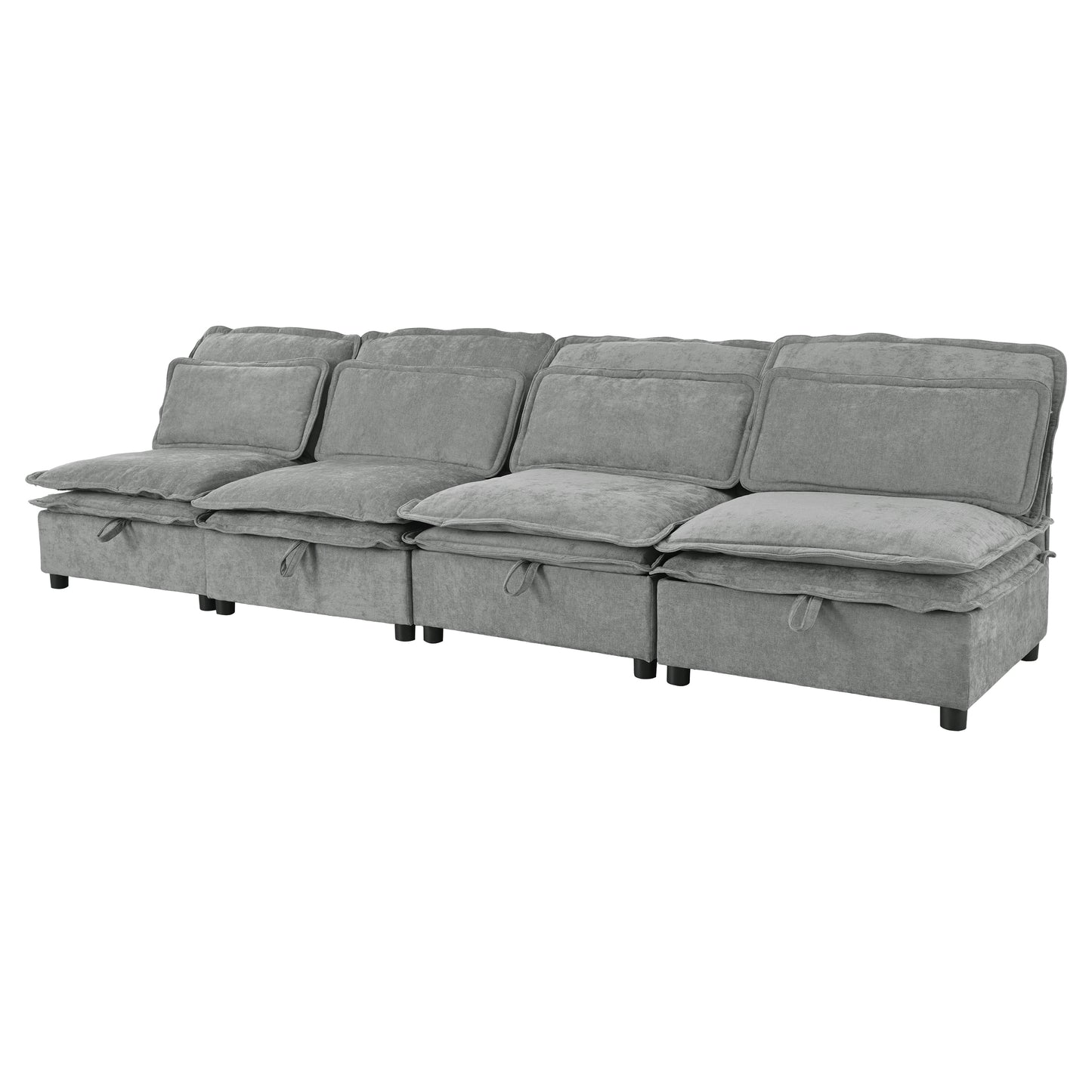 U_Style Double-Layer Cushion Modular Sofa, Freely Combinable, 4-Seater with Storage Function, Includes 4 Soft Cushions, Perfect for Living Rooms, Offices, and Apartments