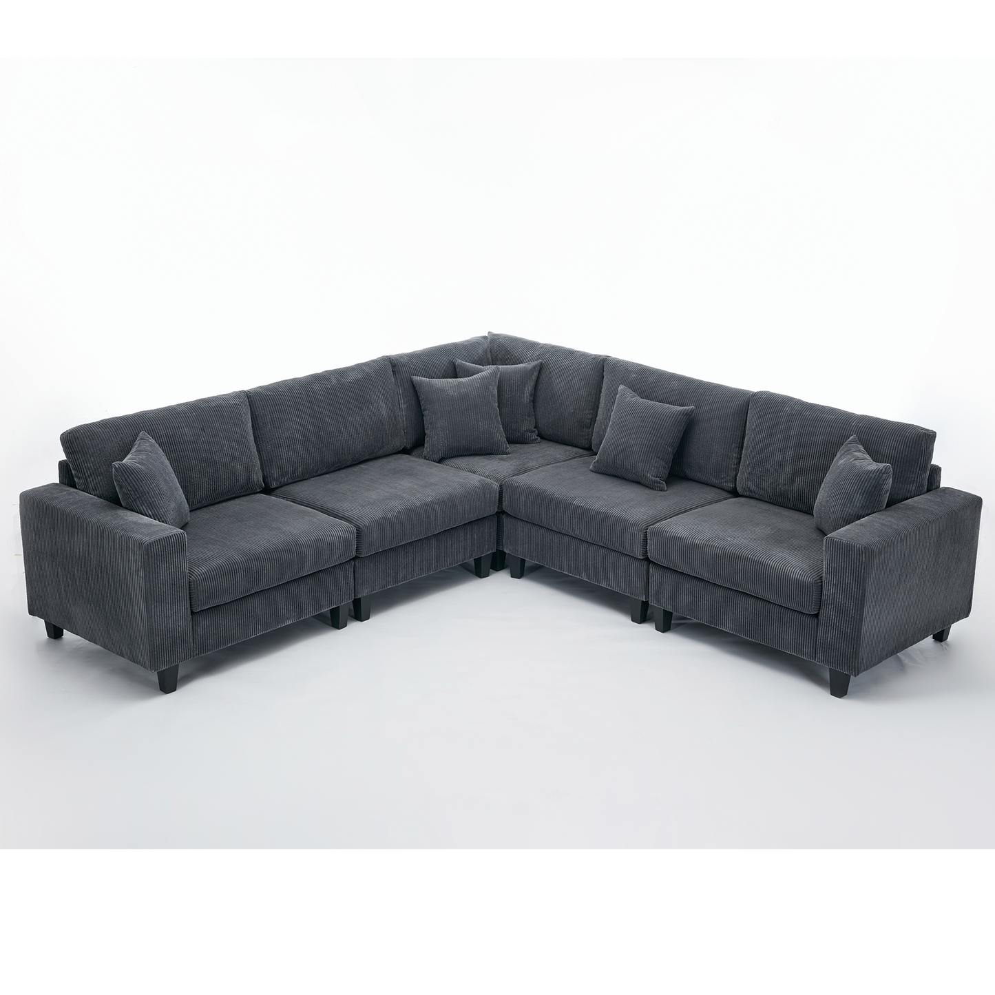 [NEW PACKAGING UPGRADE]Oversized Modular Sectional Sofa Set, L Shaped Couch,Corduroy ,Upholstered,Deep Seat,,5 Seat,5 Throw pillow and 6 back cushion,Living Room, Apartment , Gray