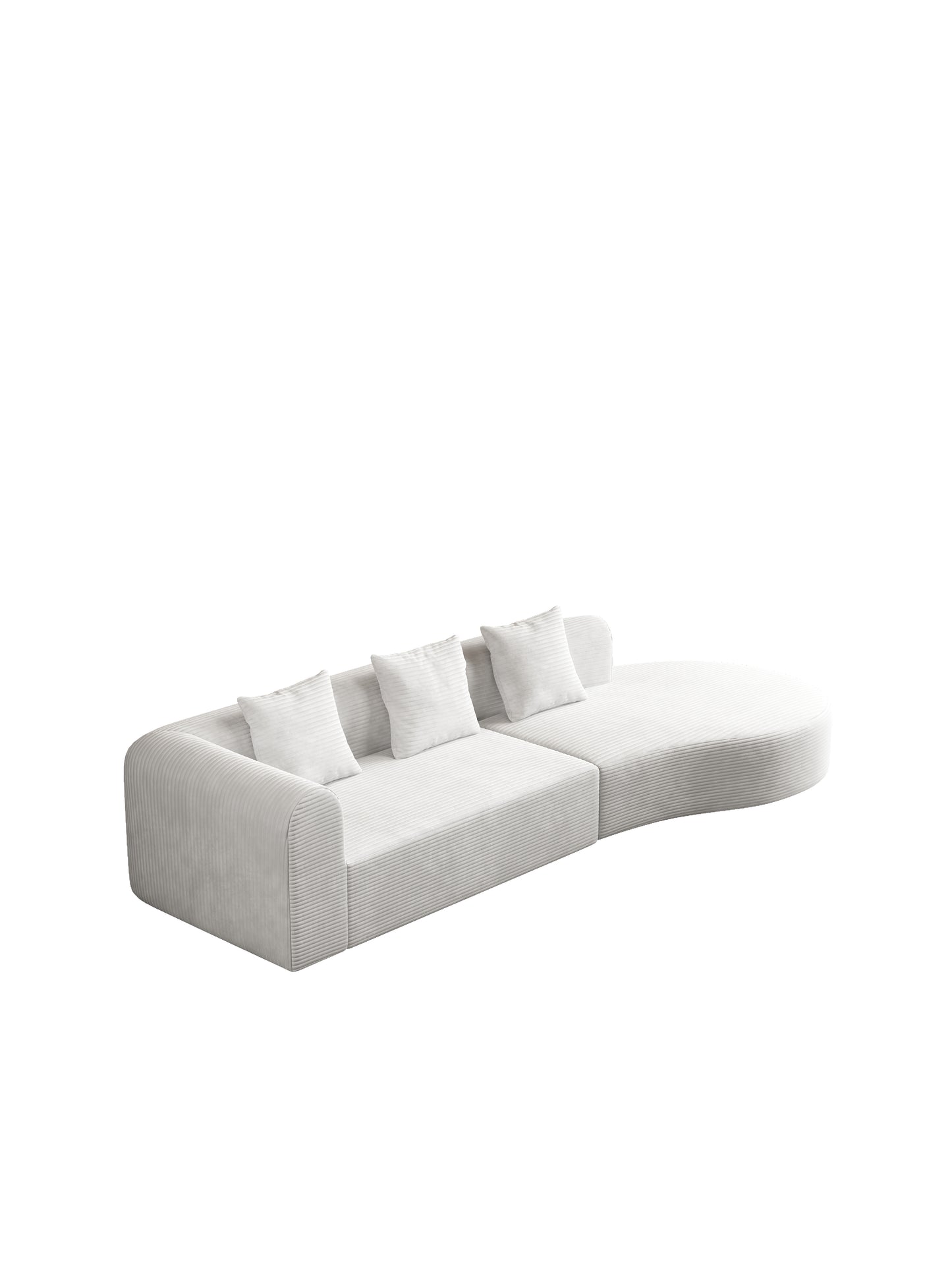 123*37 inch extra large deep modular sofa, cloud sofa 4-person sofa, can sit or lie down, living room corduroy modular sofa, no assembly required, white