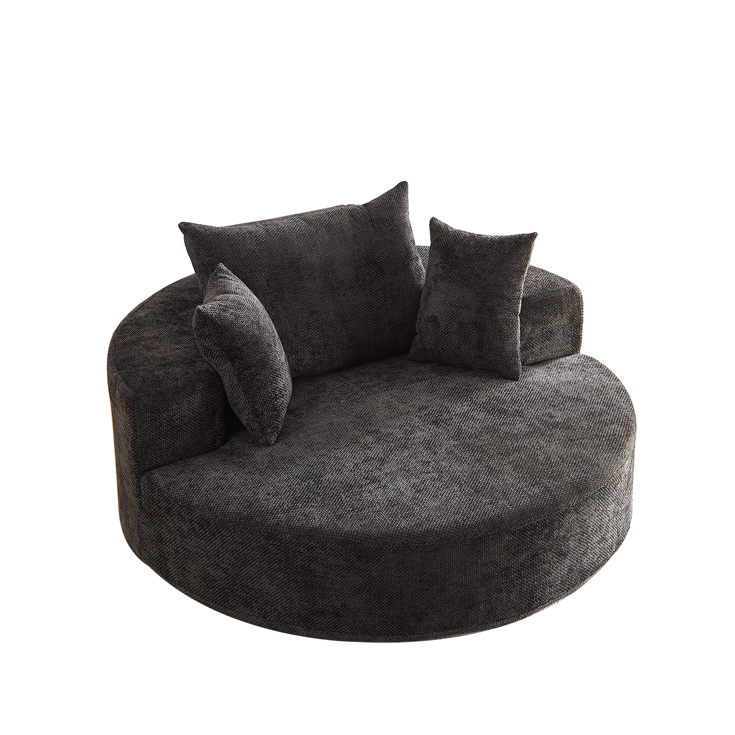 55''L Chenille Foam Single Swivel Chair, Fluffy Modern Sleeper, 360 Degree Swivel Chair for Living Room, Bedroom, Lounge and Projection Room