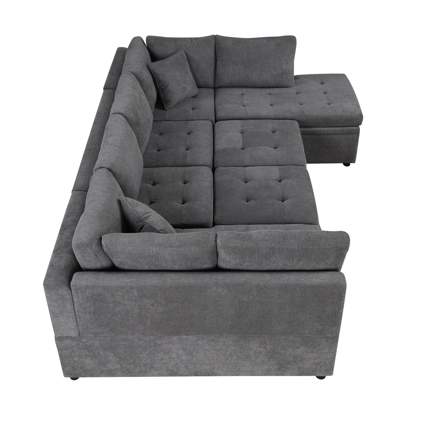 117.3" Oversized Sectional Sofa U- shaped Sofa Couch Pull-out Sofa Bed with Two Throw Pillows for Living Room, Gray