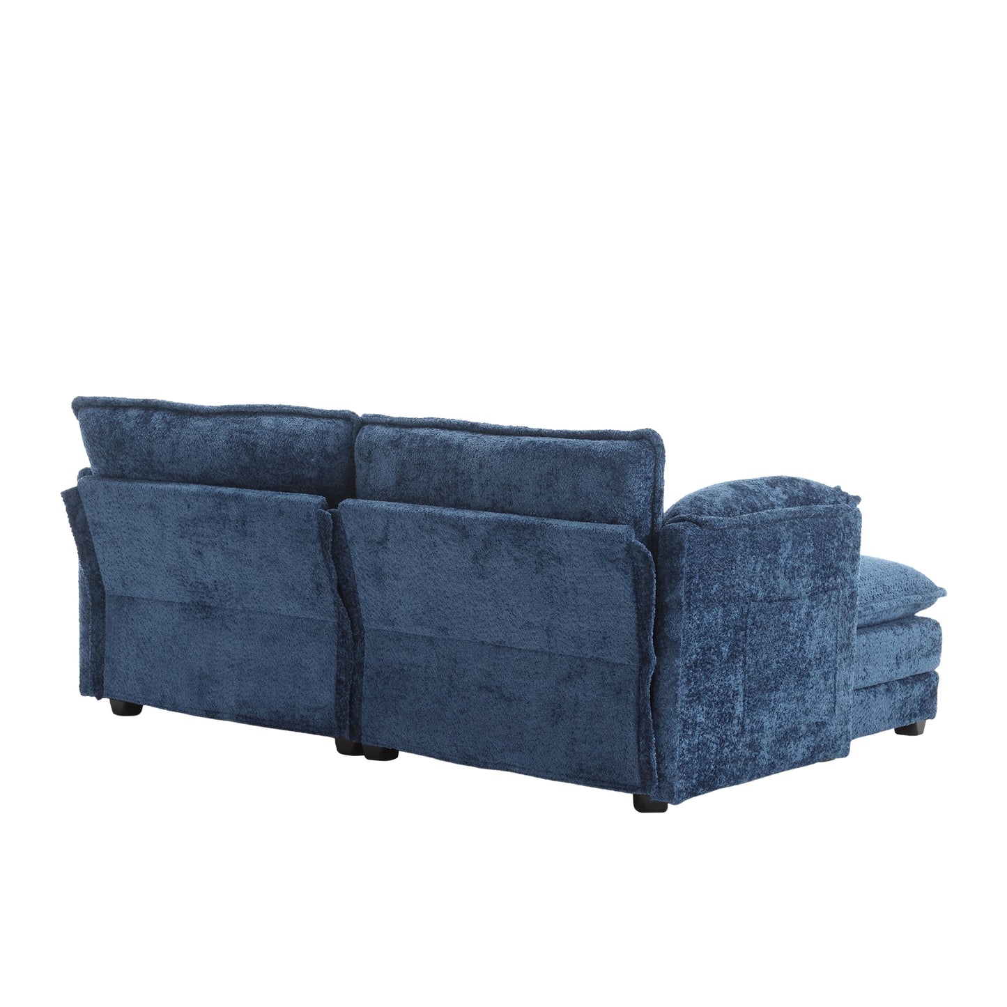 UNITED WE WIN Chenille fabric, removable armrests with side pockets, high density sponge filling, oversized double sofa with footstool