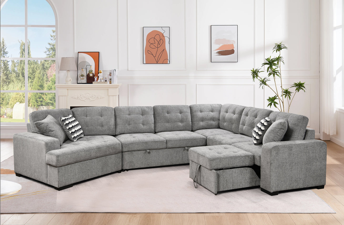 149" Oversized Sectional Modern Large Upholstered U-Shape Sectional Sofa, Extra Wide Chaise Lounge Couch for Home, Bedroom, Apartment, Dorm, Office, Grey