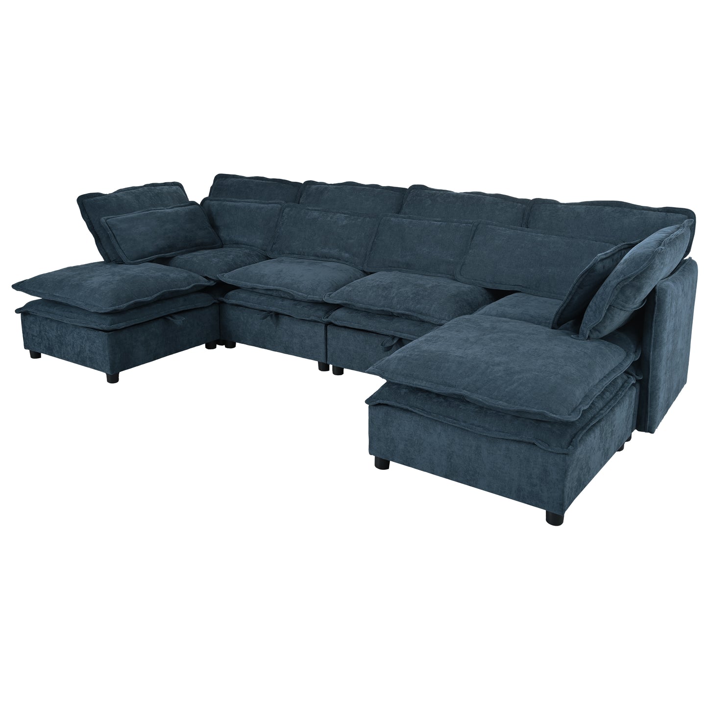 U_Style Double-Layer Cushion Modern Large U-Shaped Modular Sofa, Freely Combinable 6-Seater with Storage Function, Convertible to Sofa Bed, Perfect for Living Rooms, Offices, and Apartments