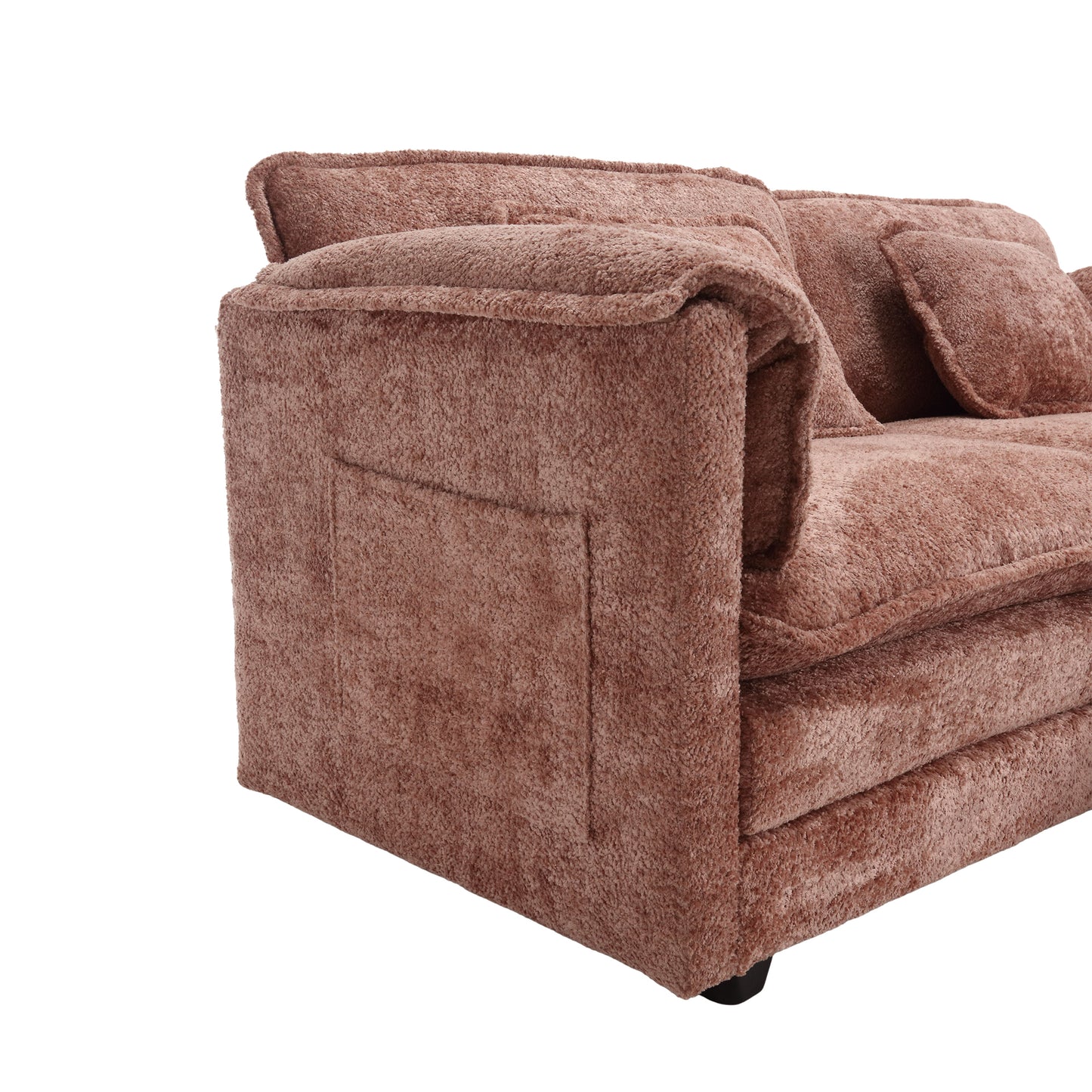 UNITED WE WIN Chenille fabric, removable armrests with side pockets, high density sponge filling, oversized double sofa with footstool