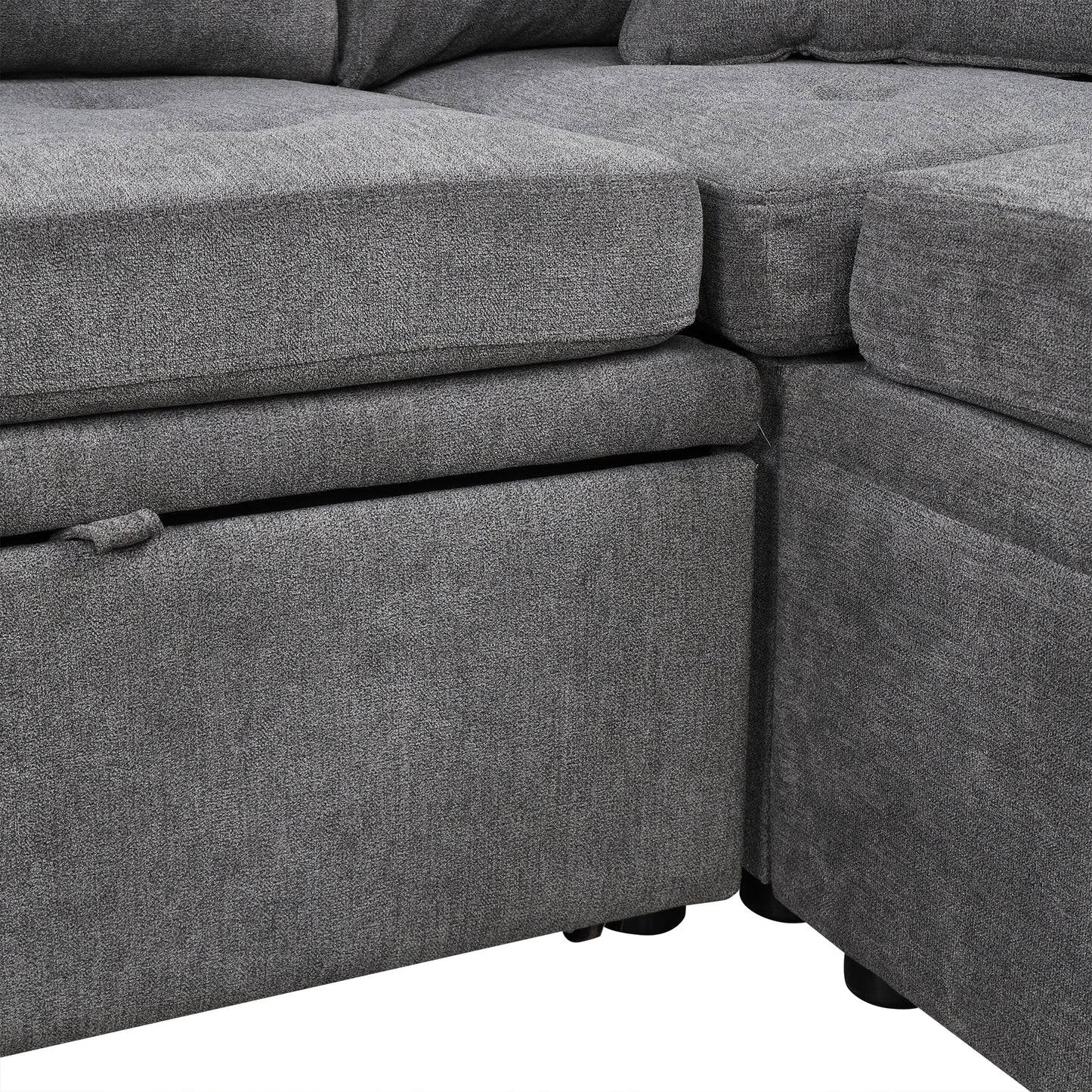 117.3" Oversized Sectional Sofa U- shaped Sofa Couch Pull-out Sofa Bed with Two Throw Pillows for Living Room, Gray