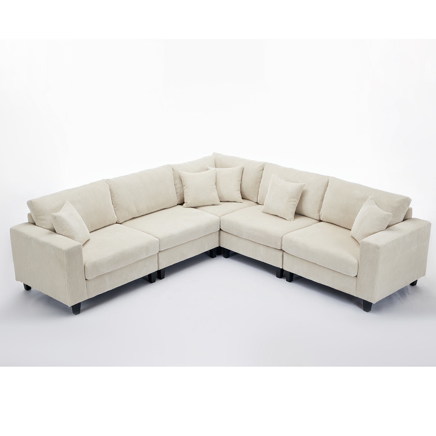 [NEW PACKAGING UPGRADE]Oversized Modular Sectional Sofa Set, L Shaped Couch,Corduroy ,Upholstered,Deep Seat,,5 Seat,5 Throw pillow and 6 back cushion,Living Room, Apartment ,Beige