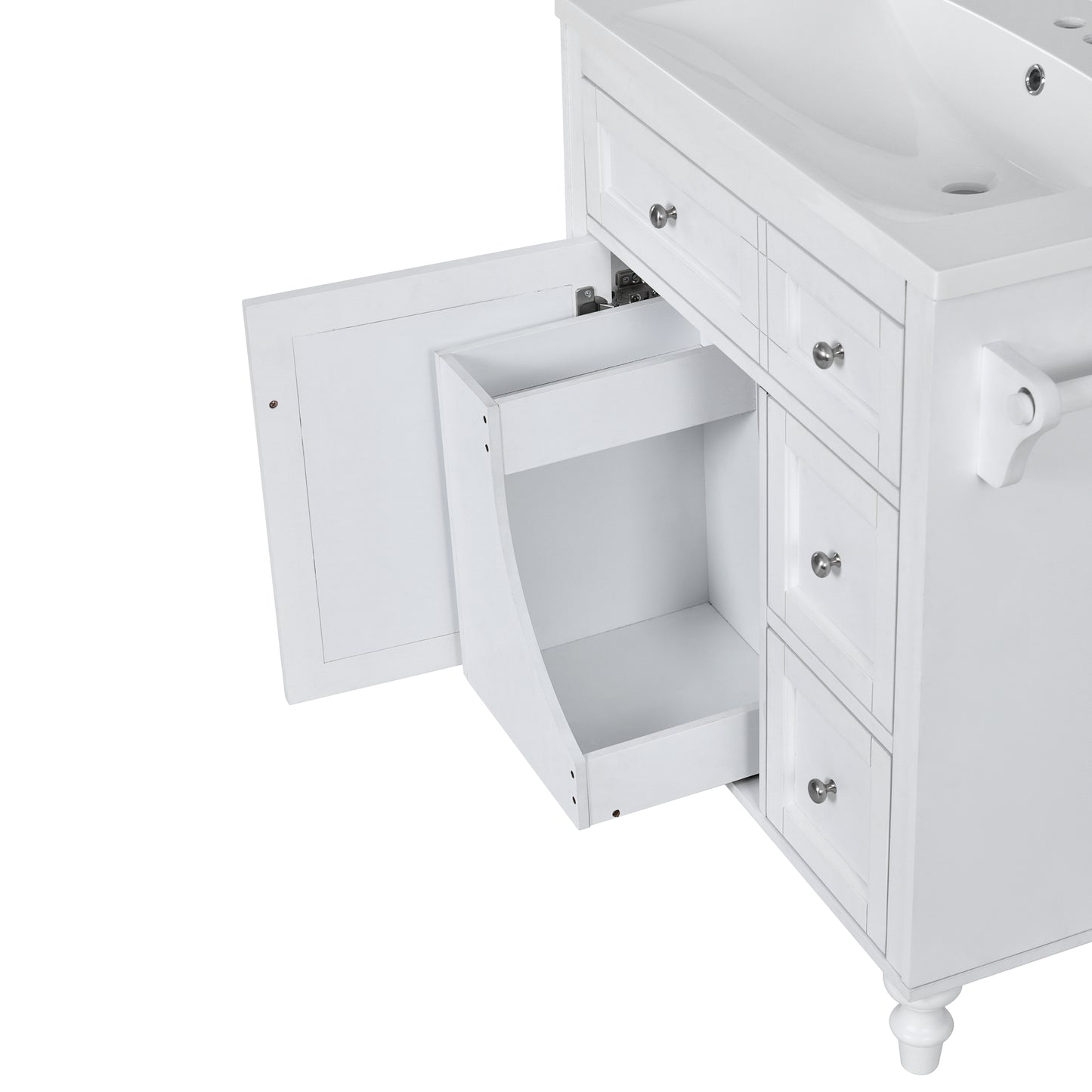 30'' Bathroom Vanity without Top Sink, Modern Bathroom Storage Cabinet with 2 Drawers and a Tip-out Drawer (NOT INCLUDE BASIN)