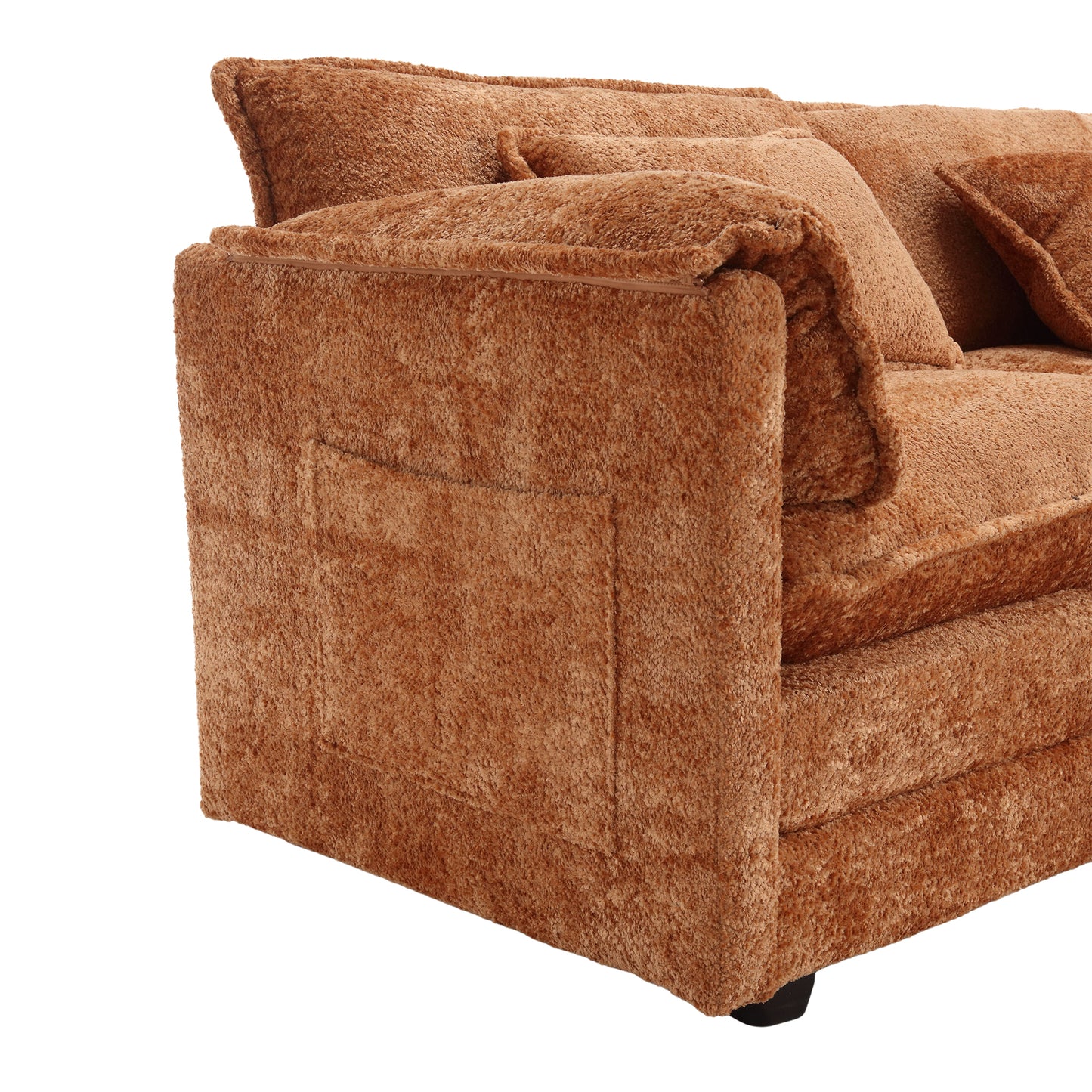 UNITED WE WIN Chenille fabric, removable armrests with side pockets, high density sponge filling, oversized double sofa with footstool