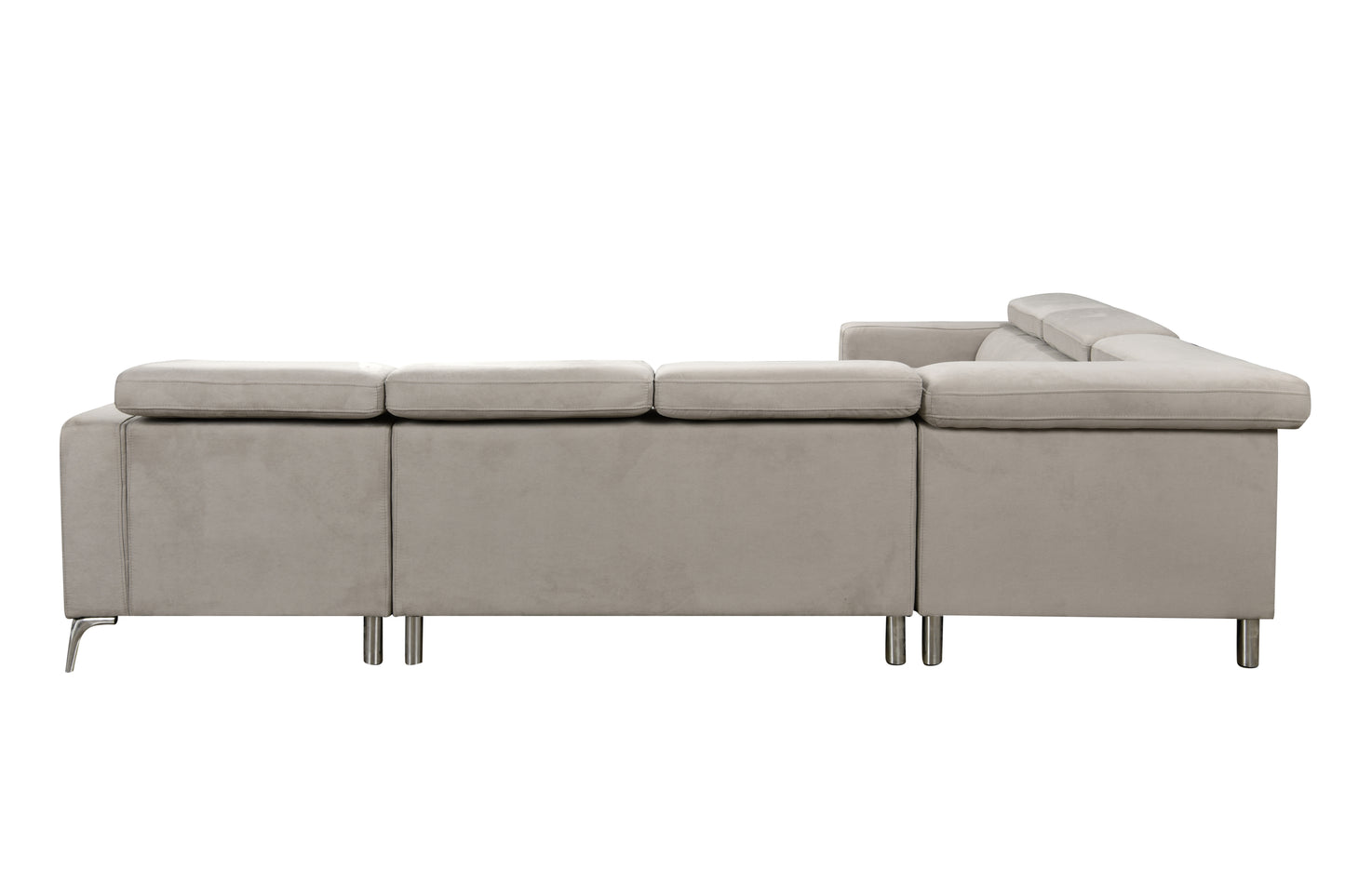 122 inch Oversized Sectional Sofa Couch with Chaise Storage, Contemporary U-Shaped 7-Seater Sofa with Adjustable Headrests for Living Room,Beige