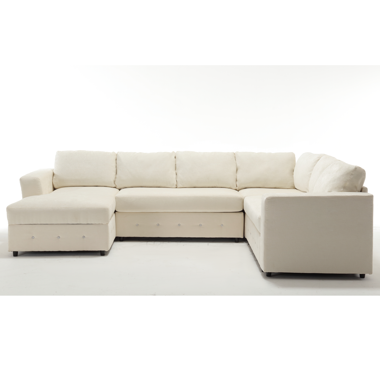 [NEW ARRIVED] [VIDEO PROVIDED]110.75" Sectional Sofa,Oversized modular sofa,Chaise Storage, Modern U Shaped  Couch , Upholstered Sofas,Chenille,Crystal button , Living Room, Apartment,  Beige