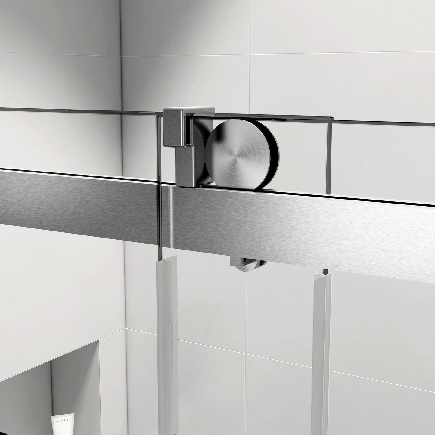 56-60 x 76 Inch Single Sliding Frameless Shower Door in Brushed Nickel with Soft-Closing and 3/8 Inch Clear Glass