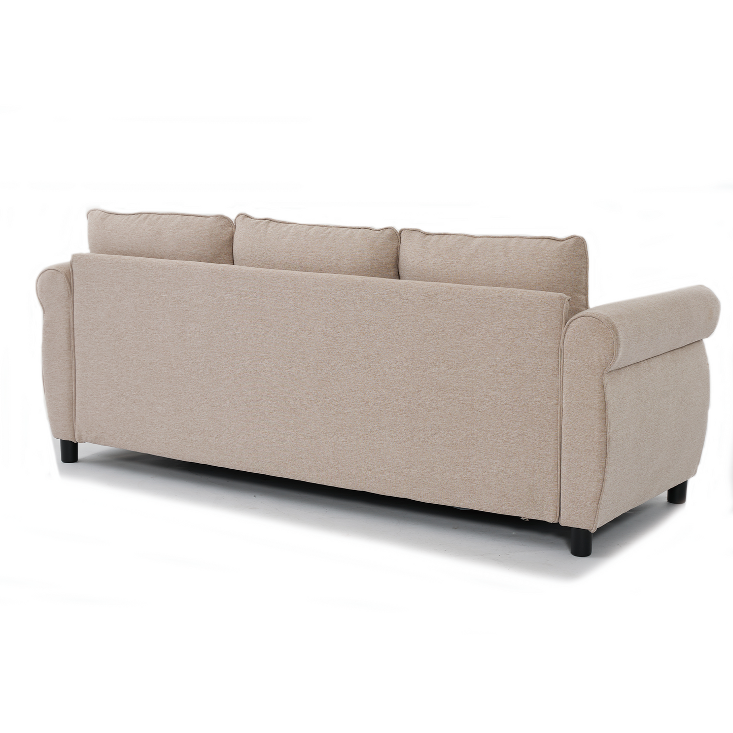 [NEW ARRIVED] [VIDEO PROVIDED] 81.5" 2-in-1 Queen  Convertible Sleeper Sofa Bed,  Pull Out Couch Bed,3 seater sofa bed,with 3.35" Memory Foam Mattress ,Rivet handrail,Living Room, Apartment,  Beige