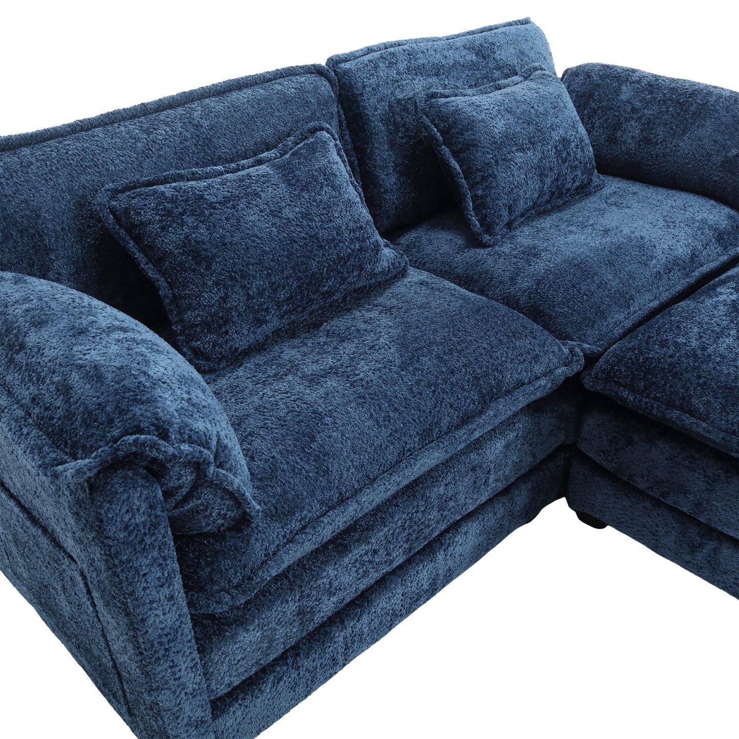 UNITED WE WIN Chenille fabric, removable armrests with side pockets, high density sponge filling, oversized double sofa with footstool