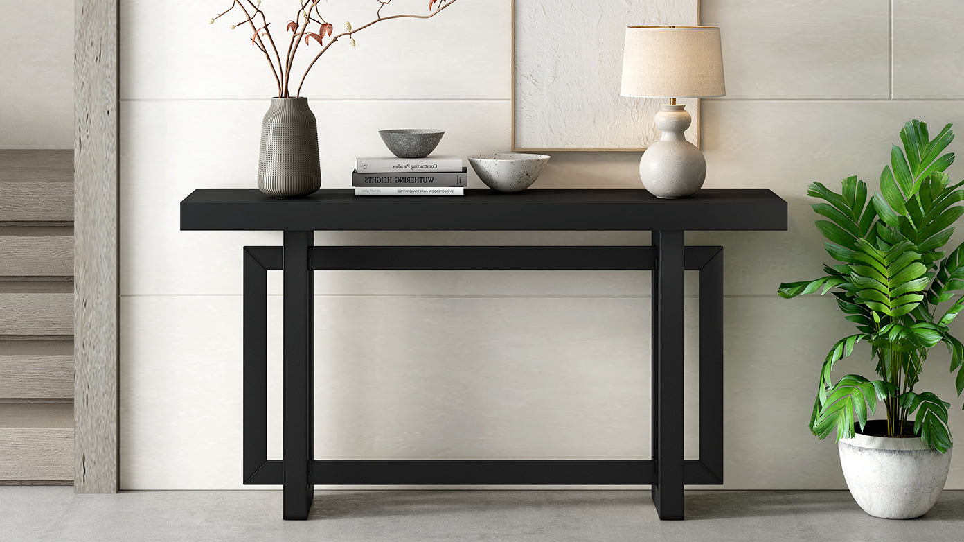 U_STYLE Contemporary Console Table with Wood Top, Extra Long Entryway Table for Entryway, Hallway, Living Room, Foyer, Corridor