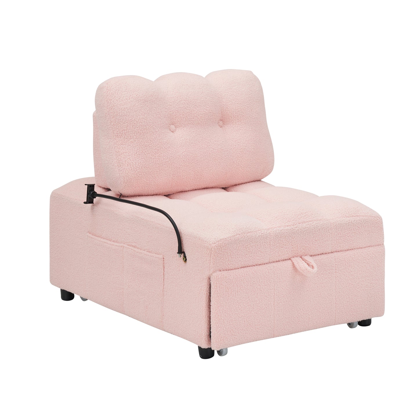 40.20 inches long, Teddy Sofa Fabric,a convertible sofa-cum-bed, for Apartment Office Living Room - Pink